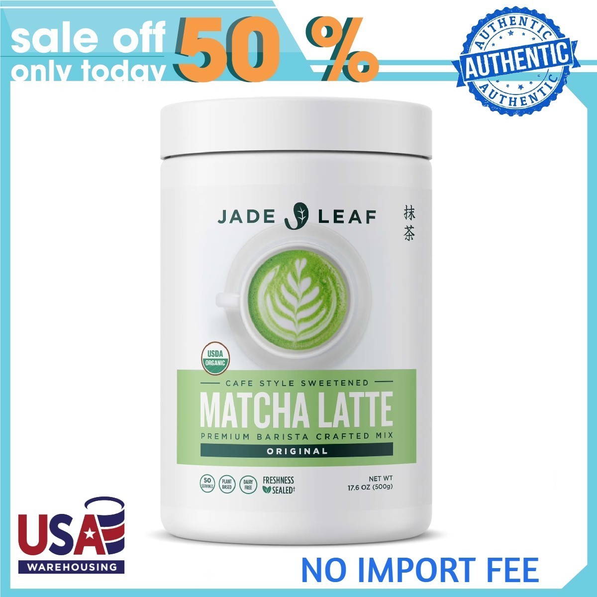 Jade Leaf Organic Matcha Latte Mix, Original, Dairy-Free Matcha Green Tea Powder