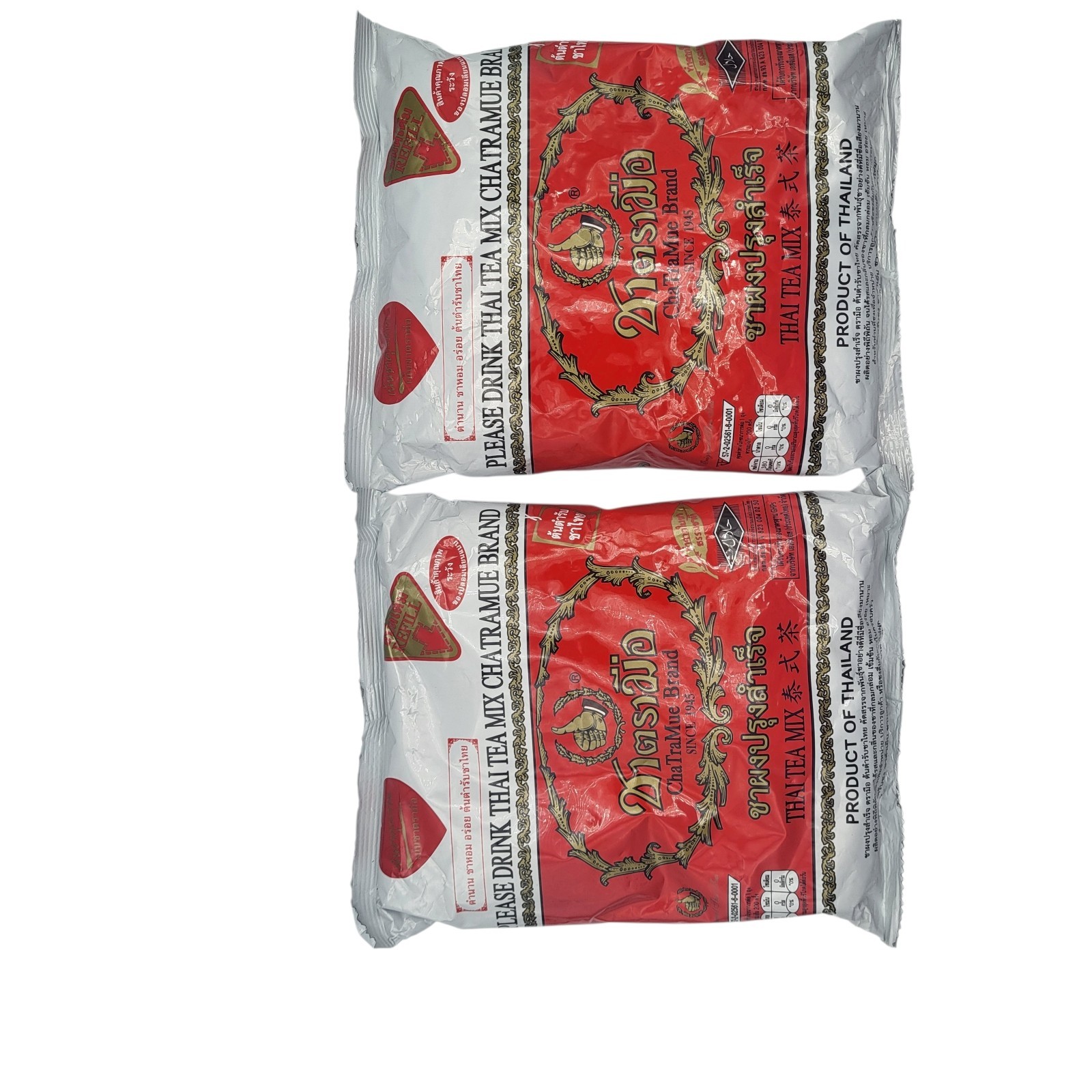 ChaTraMue Number One Thai Tea 2 Bags 400g Red Label Original Thai Tea Mix