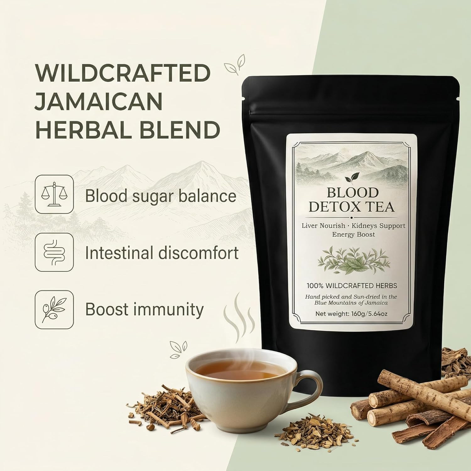 Blood Detox Tea Jamaica, jamaican healing garden Wildcrafted Tea Blend with Guac