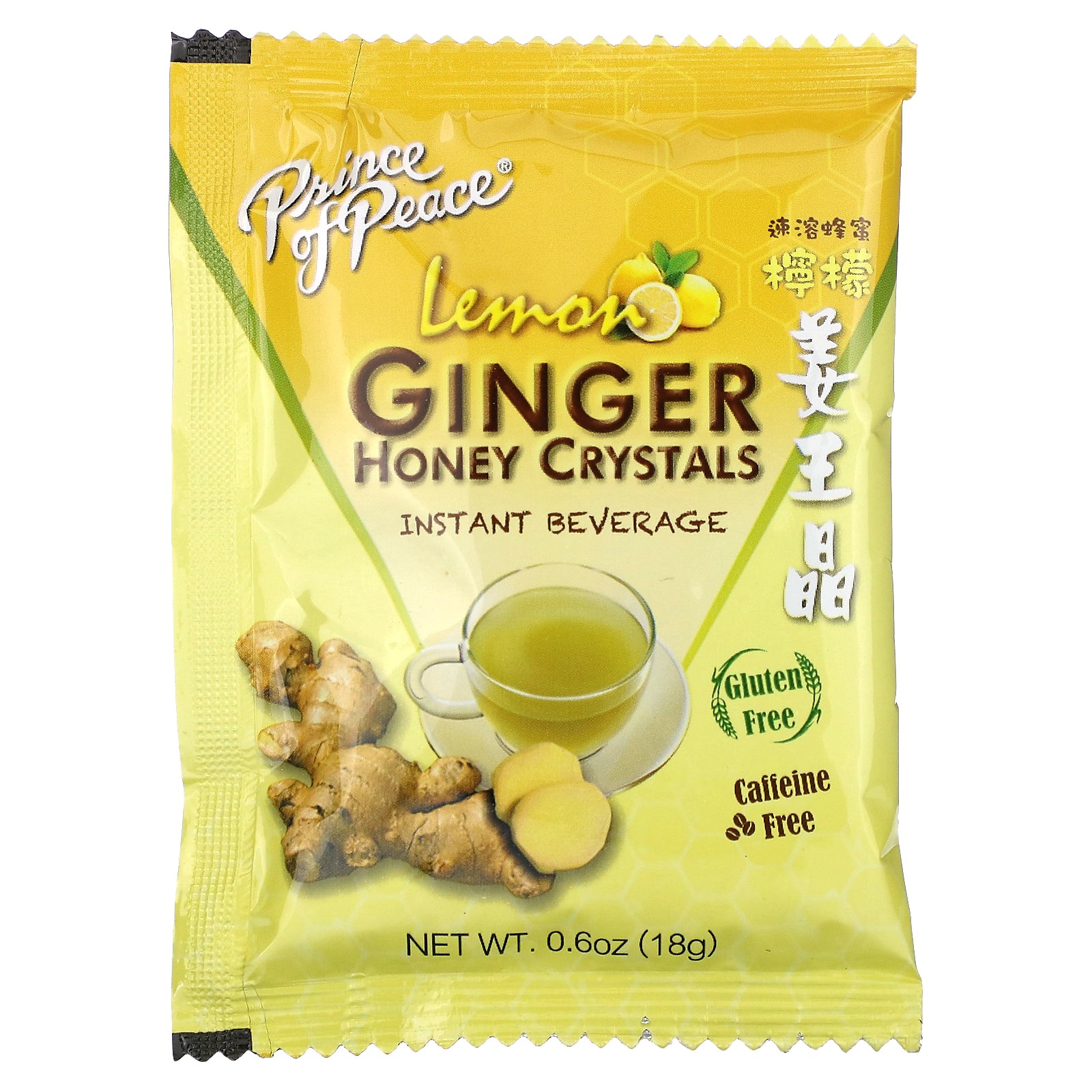 Ginger Honey Crystals Instant Beverage, Caffeine Free, Lemon, 10 Sachets, 6.3 oz