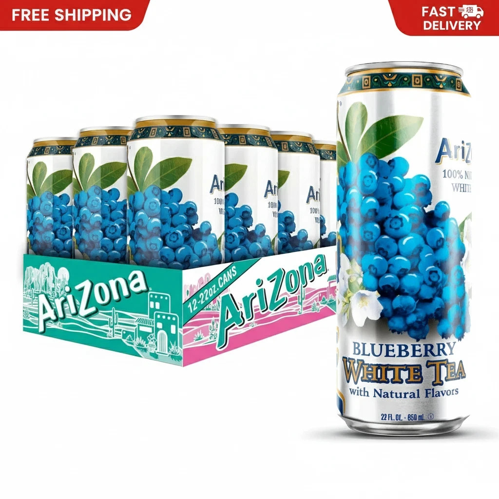 AriZona Blueberry White Tea – Big Can, 22 Fl Oz (Pack 22 of 12)