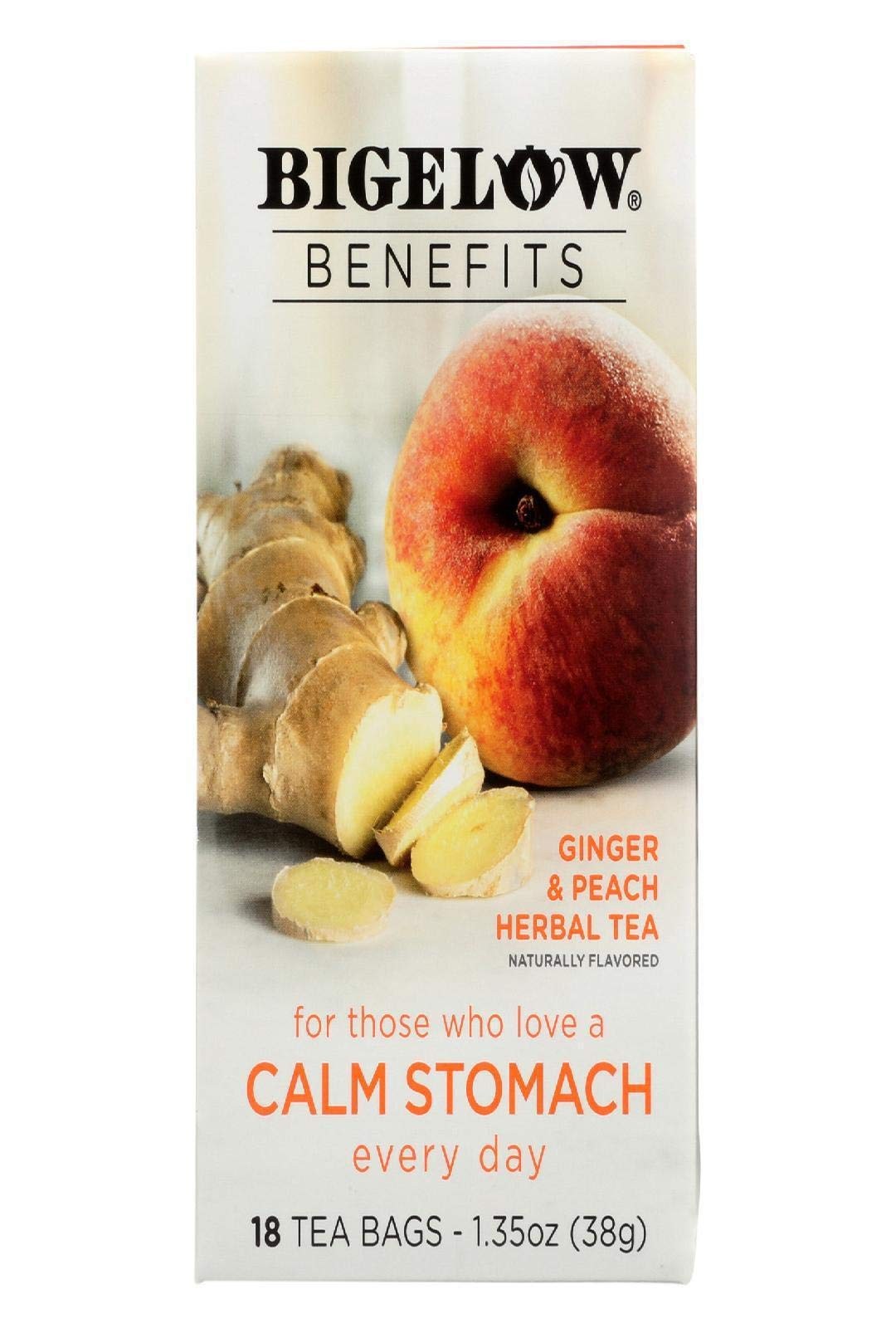 Bigelow Benefits Herbal Tea Ginger Peach, 18 Count (Pack 18 of 2)