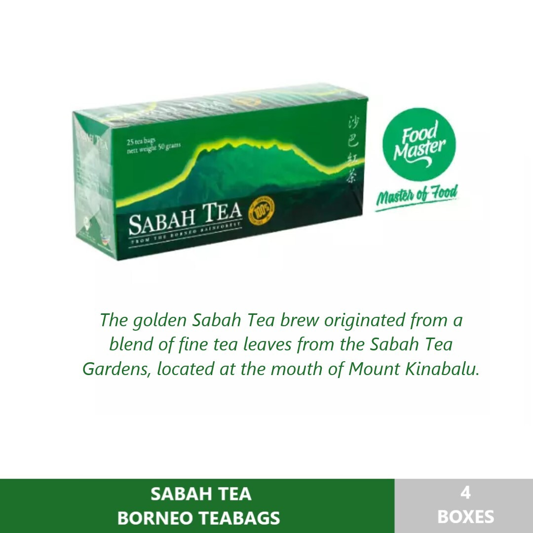 4 Boxes (100 TEABAGS) SABAH TEA BORNEO TEABAGS Halal Certifed