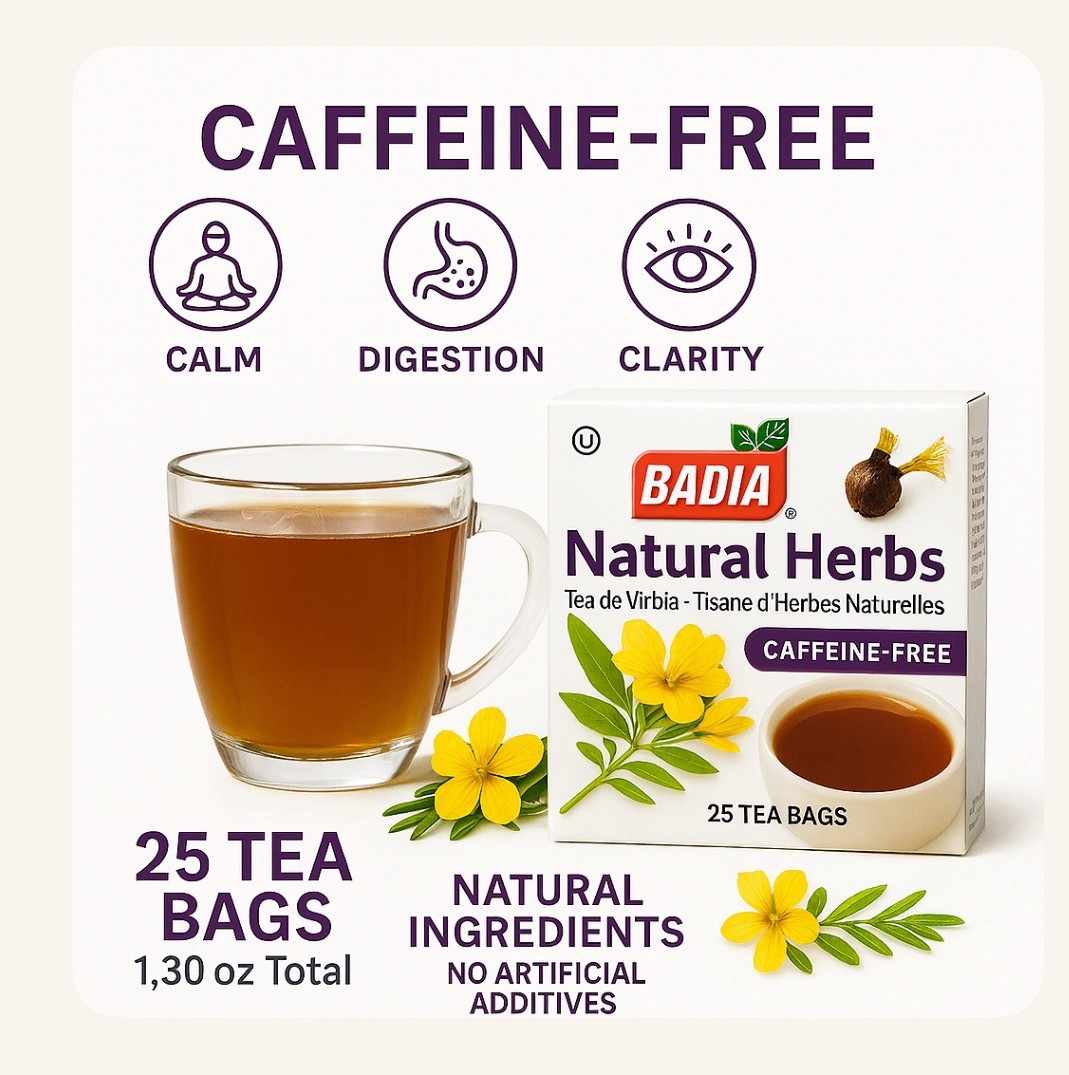 Badia Natural Herbs Tea – Caffeine-Free, Slimming – Two Boxes x 25 Bags Ex: 2/26