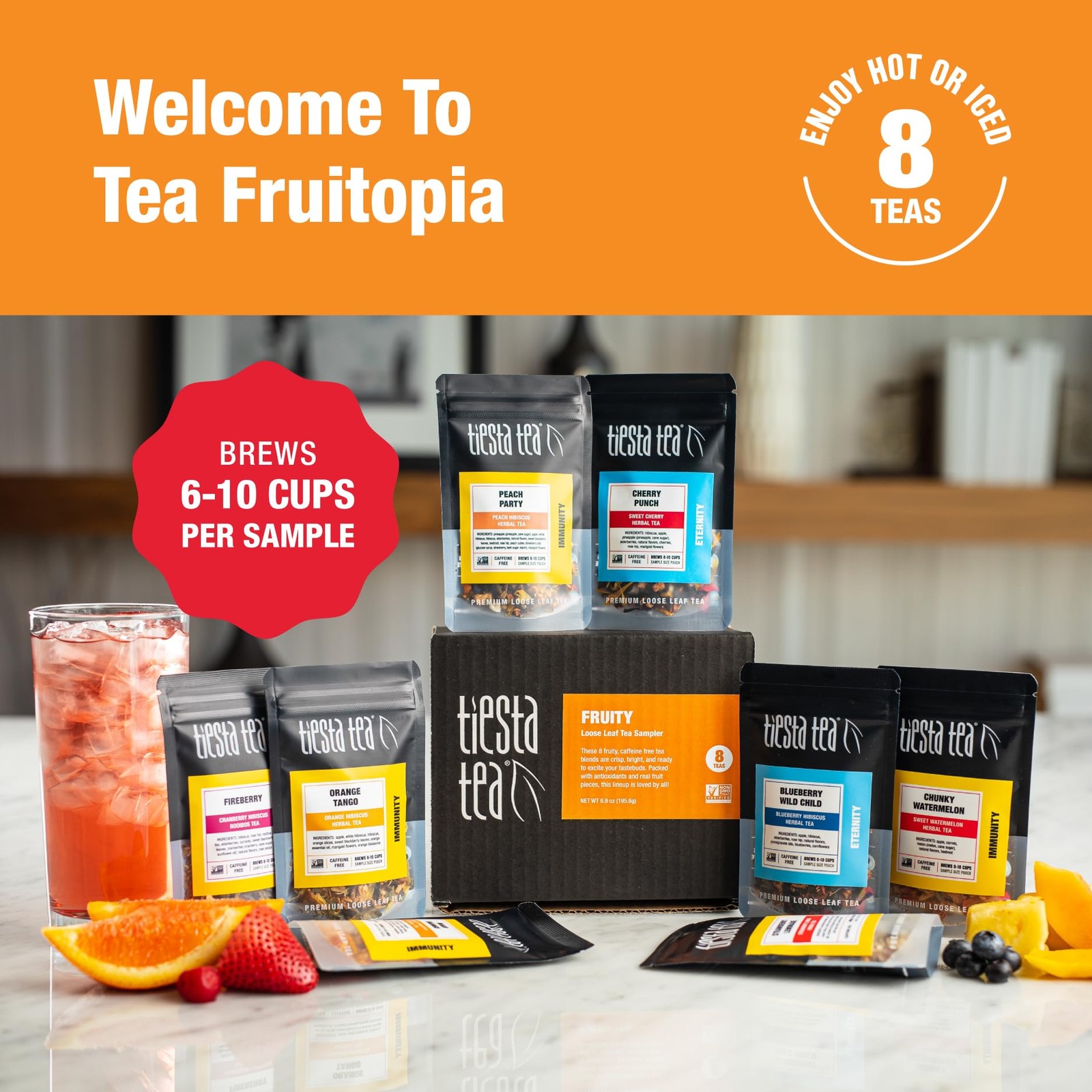 – Fruity Tea Sampler Dry Flight Set, Loose Leaf, No Caffeine, Makes Hot and I…