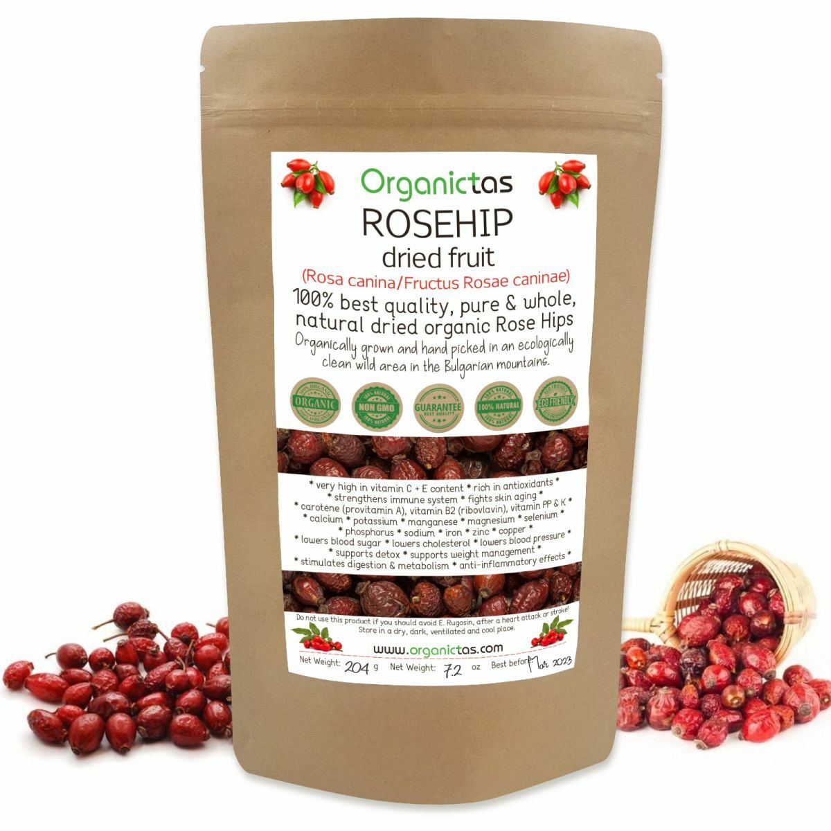 ROSEHIPS Tea Natural Dried Whole Fruit Rose Berry Vitamin C Immune System 200g