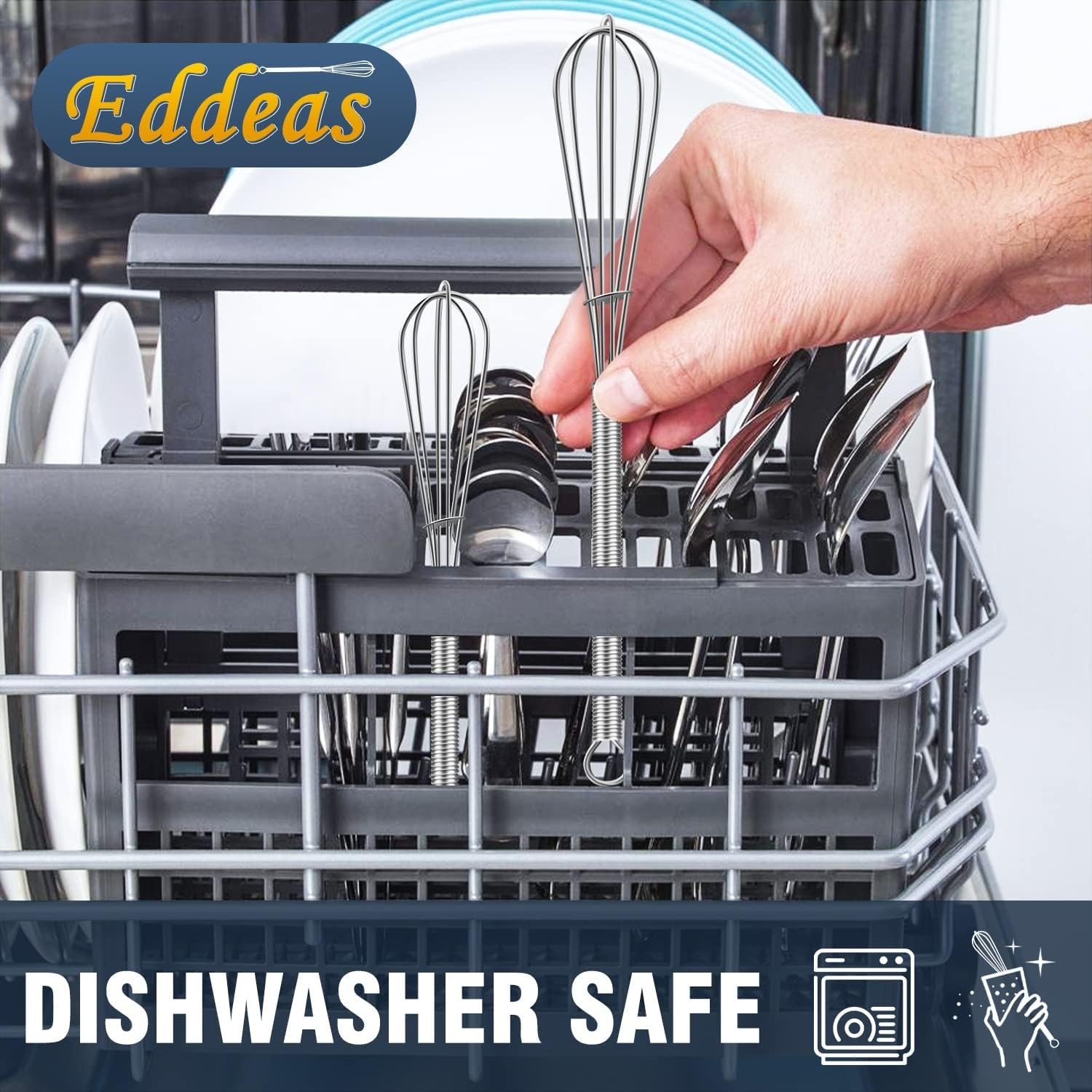 Eddeas Small Whisk Stainless Steel, Mini wire whisk 3 5+6+7 inch, Silver 3Pcs