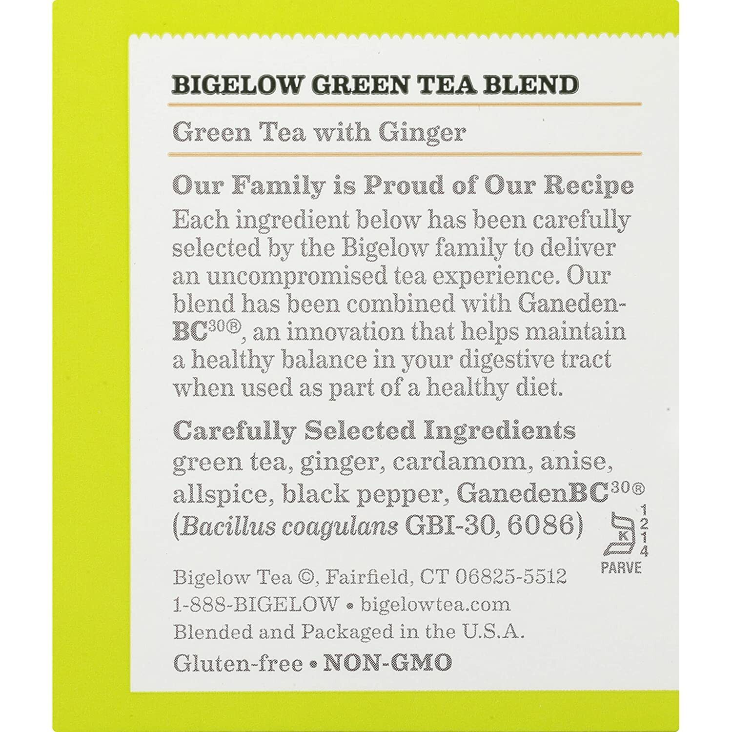 Lot 6 Bigelow Green Tea Ginger Probiotic Bag 108 Brew Health Immune Gif FreeShip