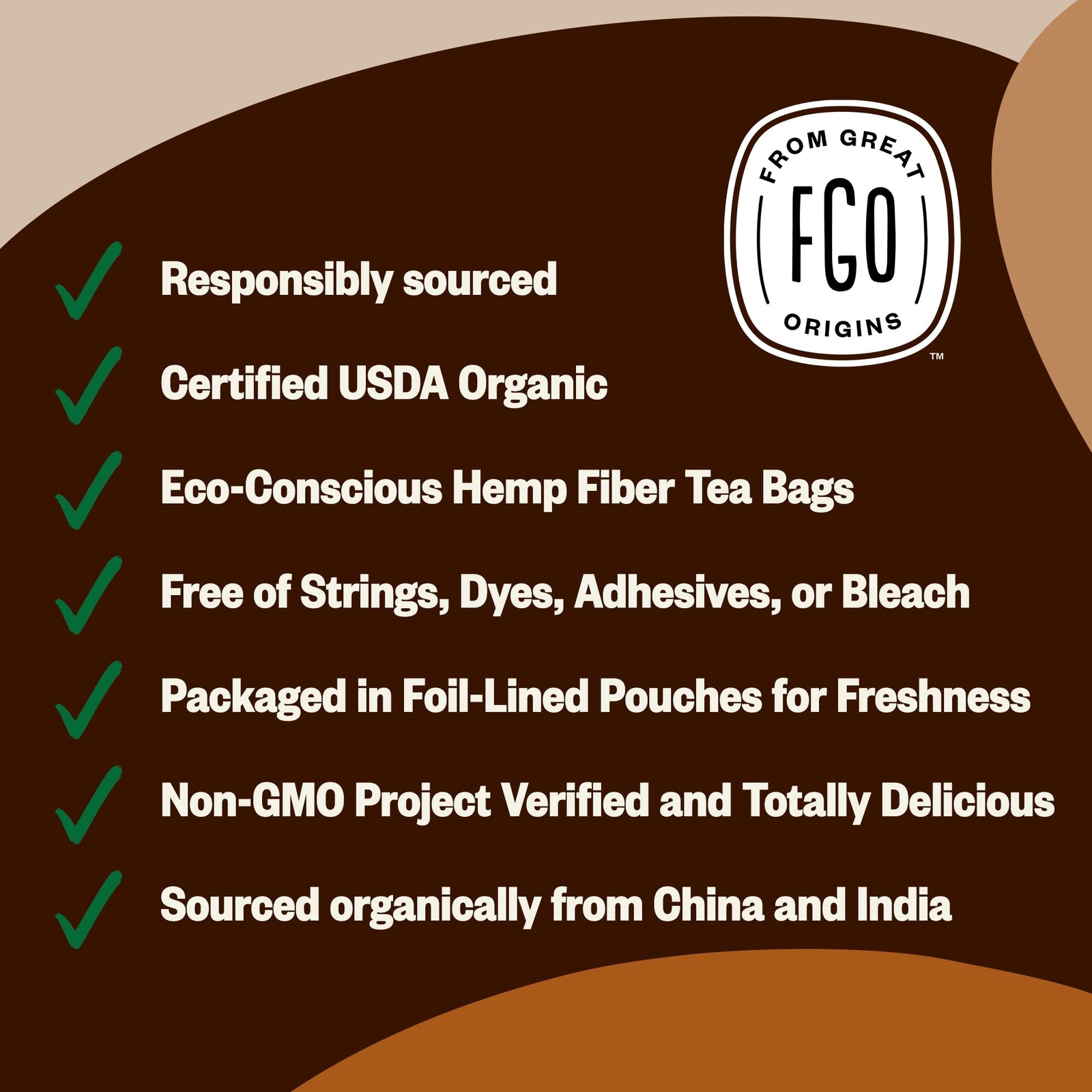 FGO Organic Chai Tea Eco-Conscious Tea Bags 100 Count Packaging May Vary Pack…