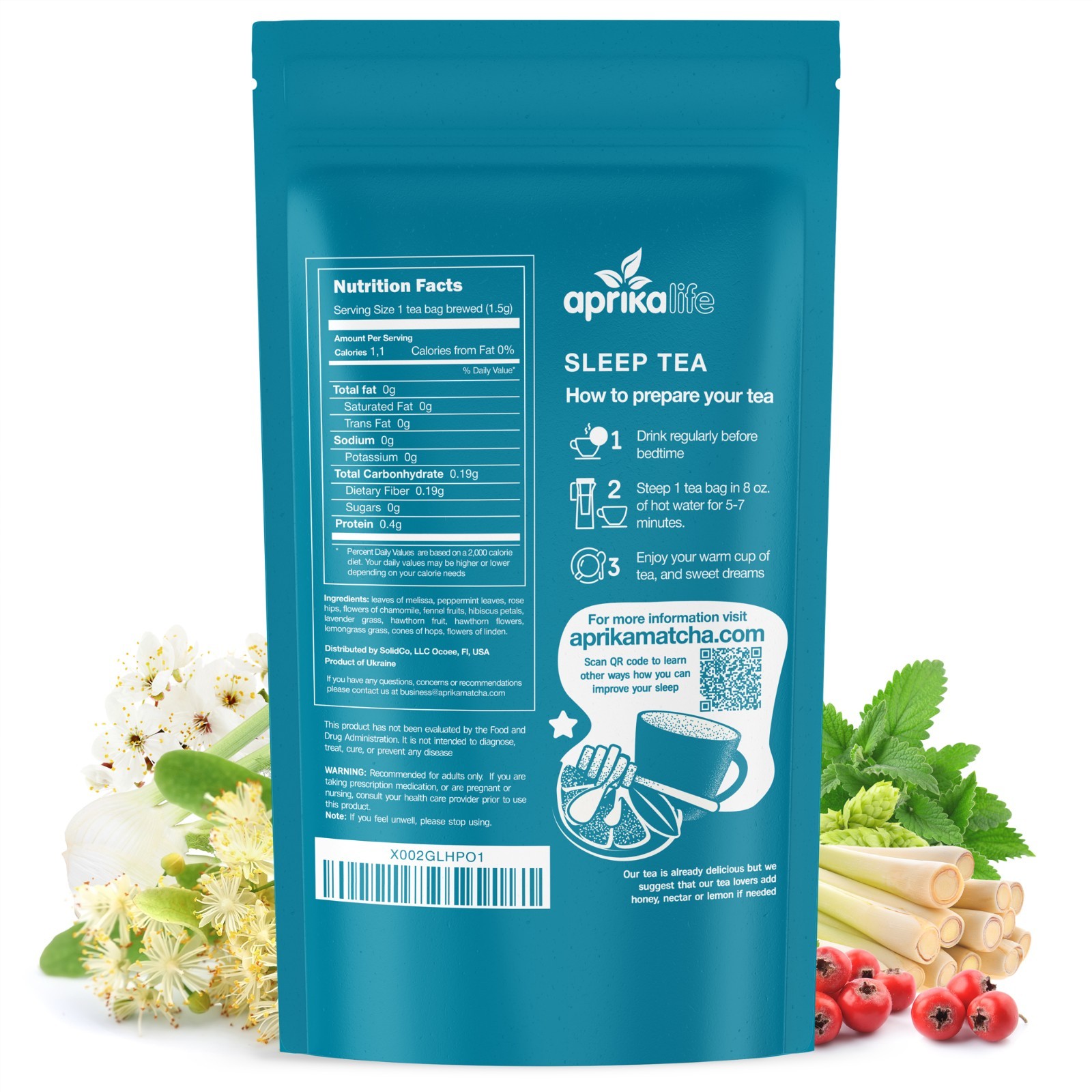 Bedtime Tea – Sleep Tea bags, 100% Natural Herbal Tea, 60 bags, USA seller