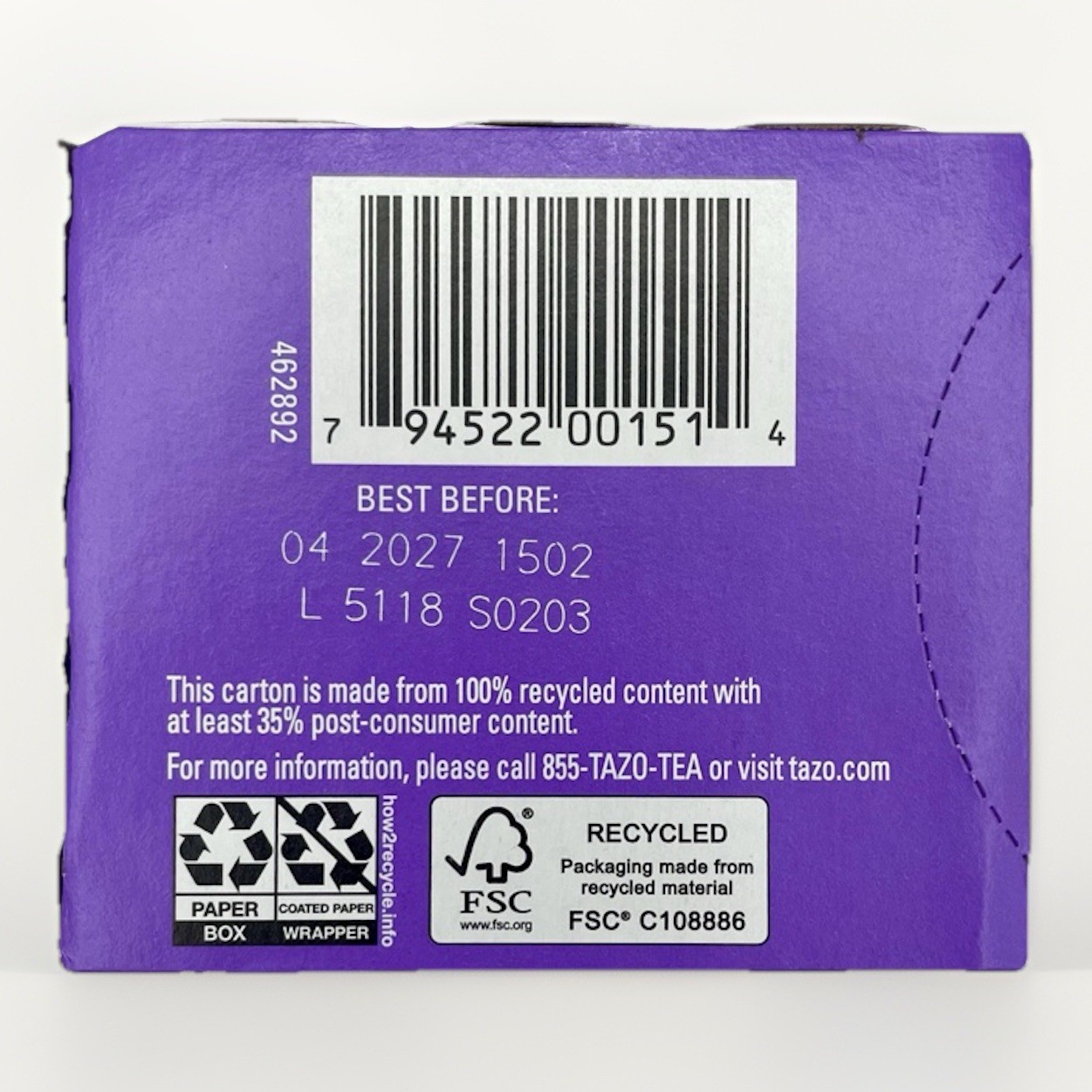 6x Tazo VANILLA BEAN MACARON- 15 Tea Bag Each(Pack of 6)