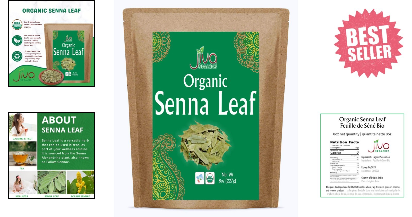Organic Senna Leaf Tea – 8 Ounce, Caffeine Free Digestive Support – Honey Flavor