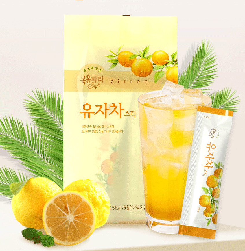 Bokumjari Citron Tea Sticks – 26g × 15 Packs | Korean Yuzu Tea | Hot & Iced