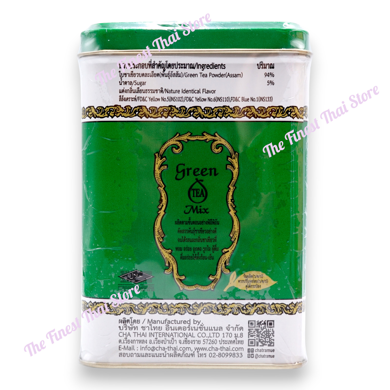 Chatramue Thai Milk Green Tea Mixed Number One Brand 50 Sachets Tin Can Package