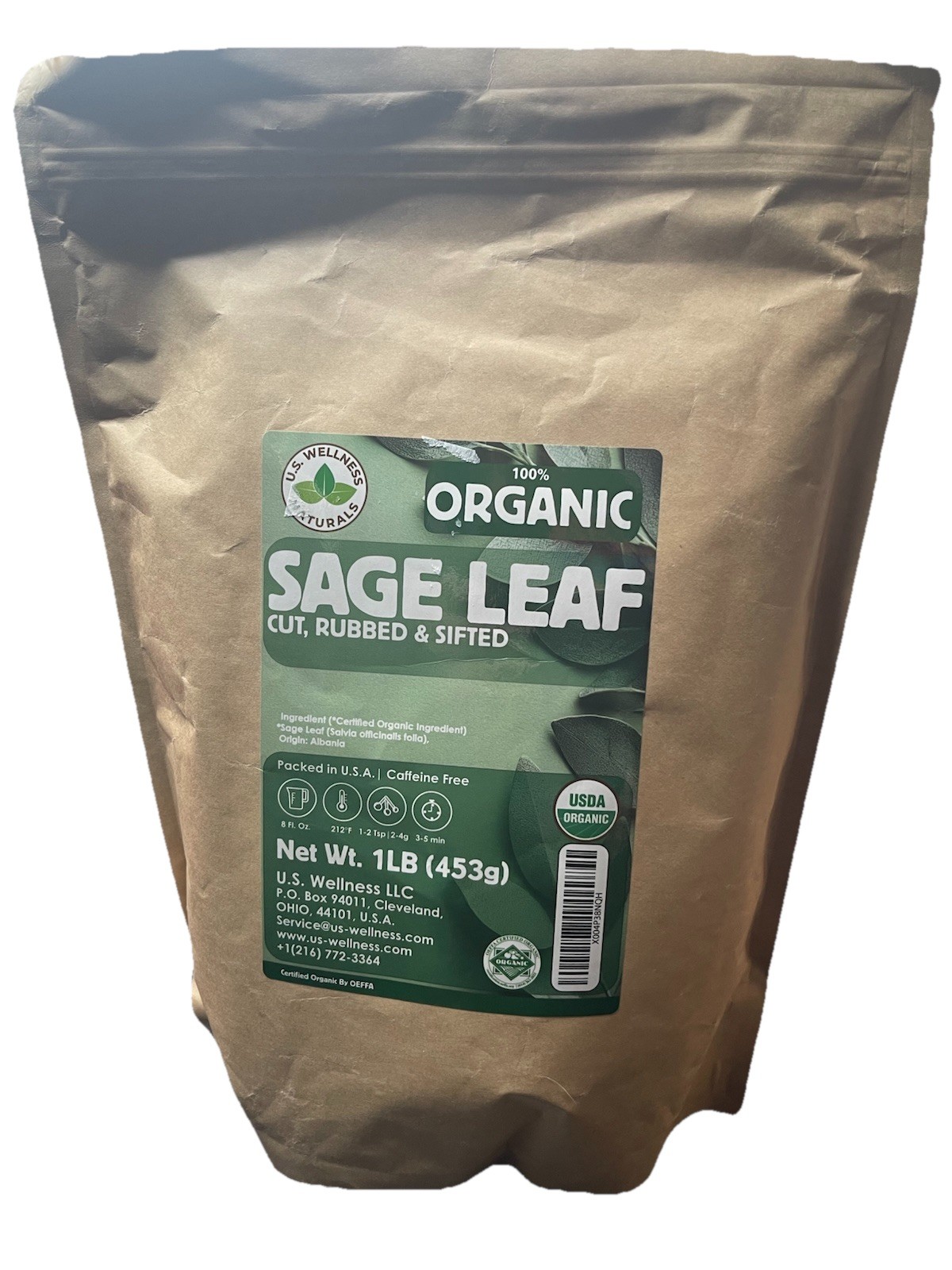 Organic Sage Leaf, 1 Pound, Cut and Sifted Loose Leaf Tea Seasoning BB June/2028