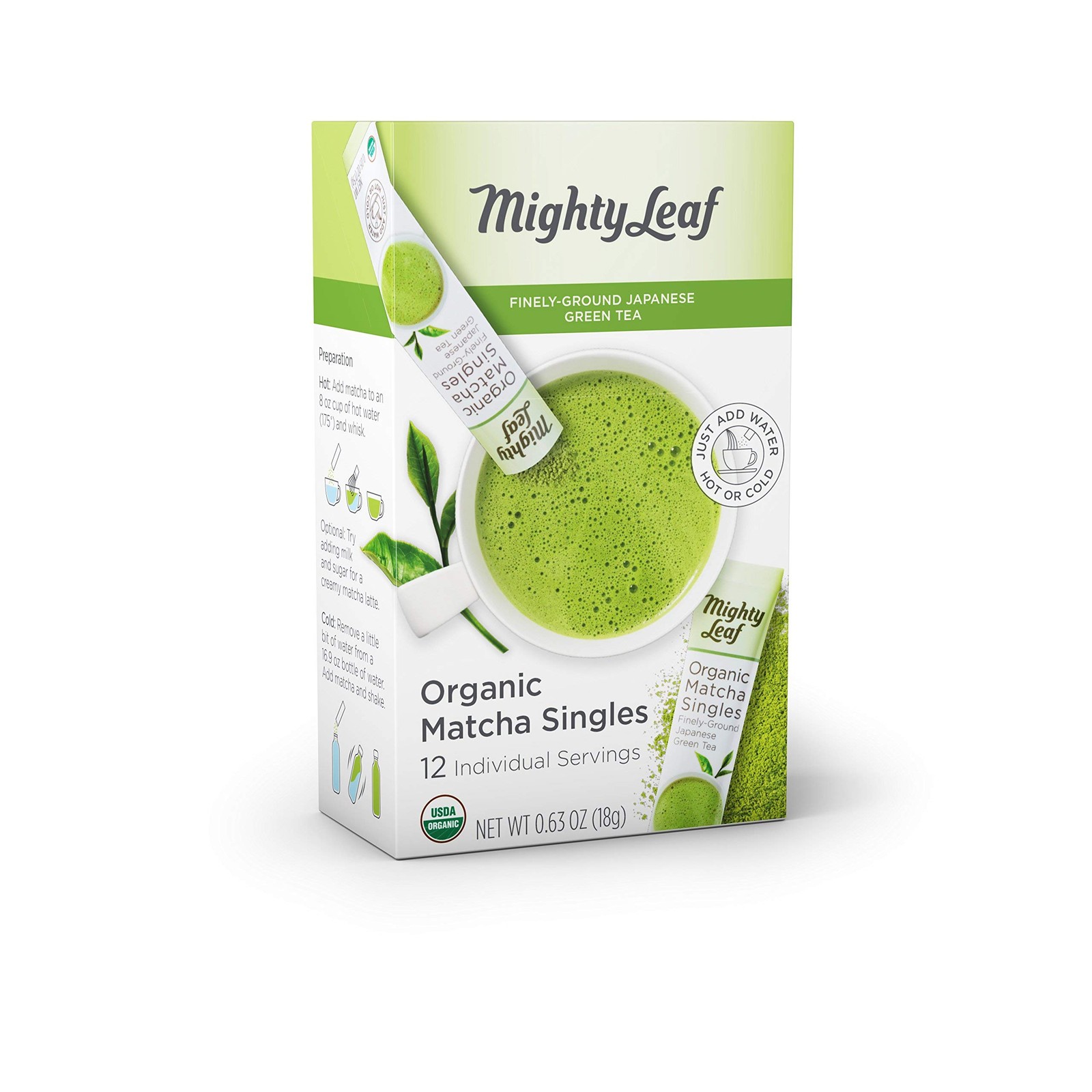 Mighty Leaf Tea, Organic Matcha Green Tea Singles – 1 Box of 12 Single Serve …