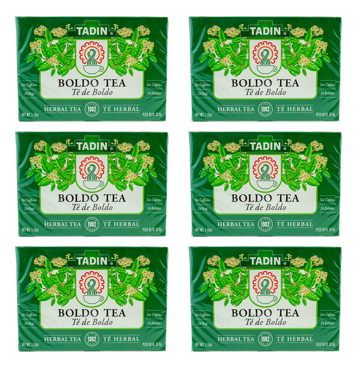 Tadin Boldo Herbal Tea, Made in USA, 24 tea bags (6 BOXES) 02/2026
