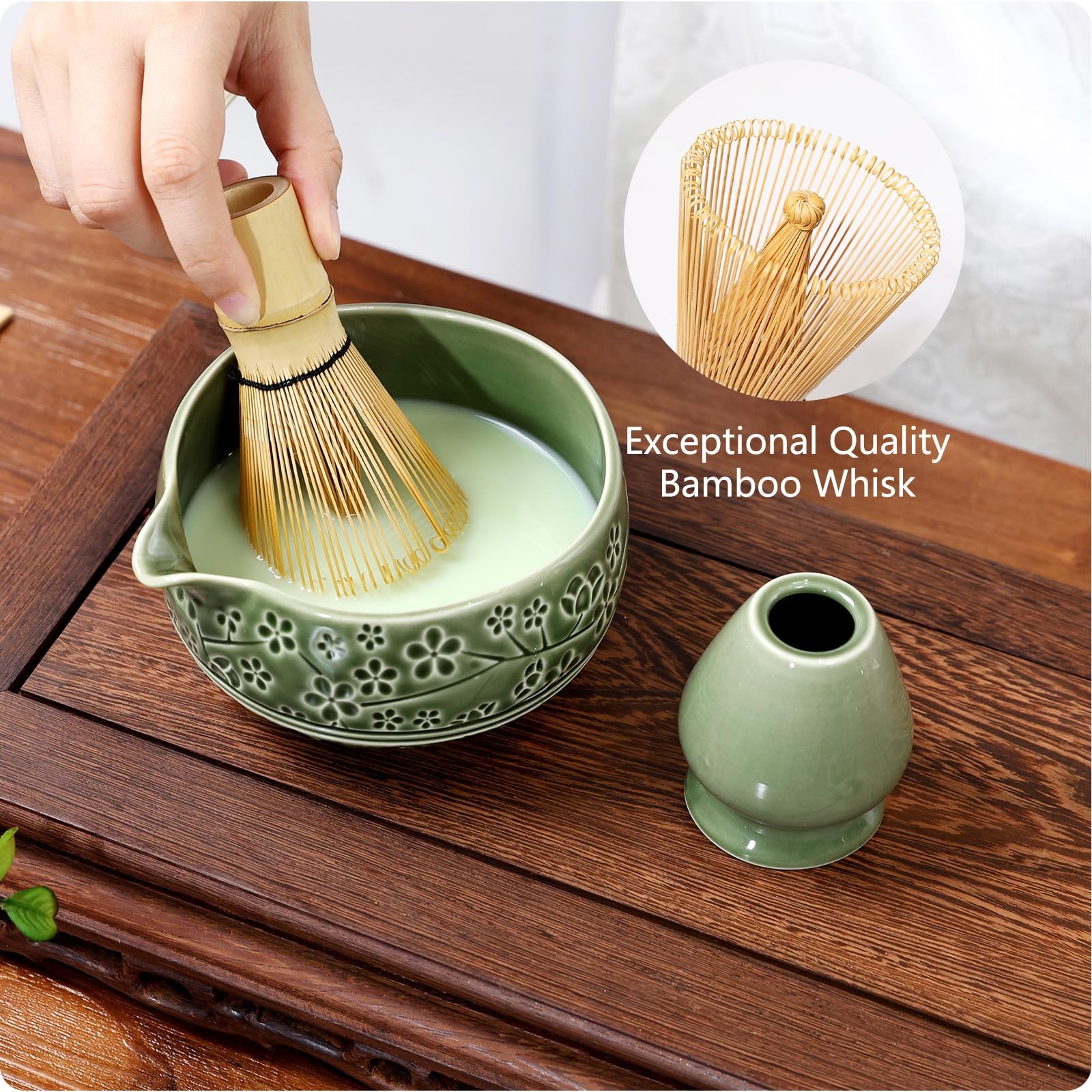 7 Pcs Matcha Whisk Set, Ceremony Matcha Kit with Matcha Bowl, Bamboo Whisk an…