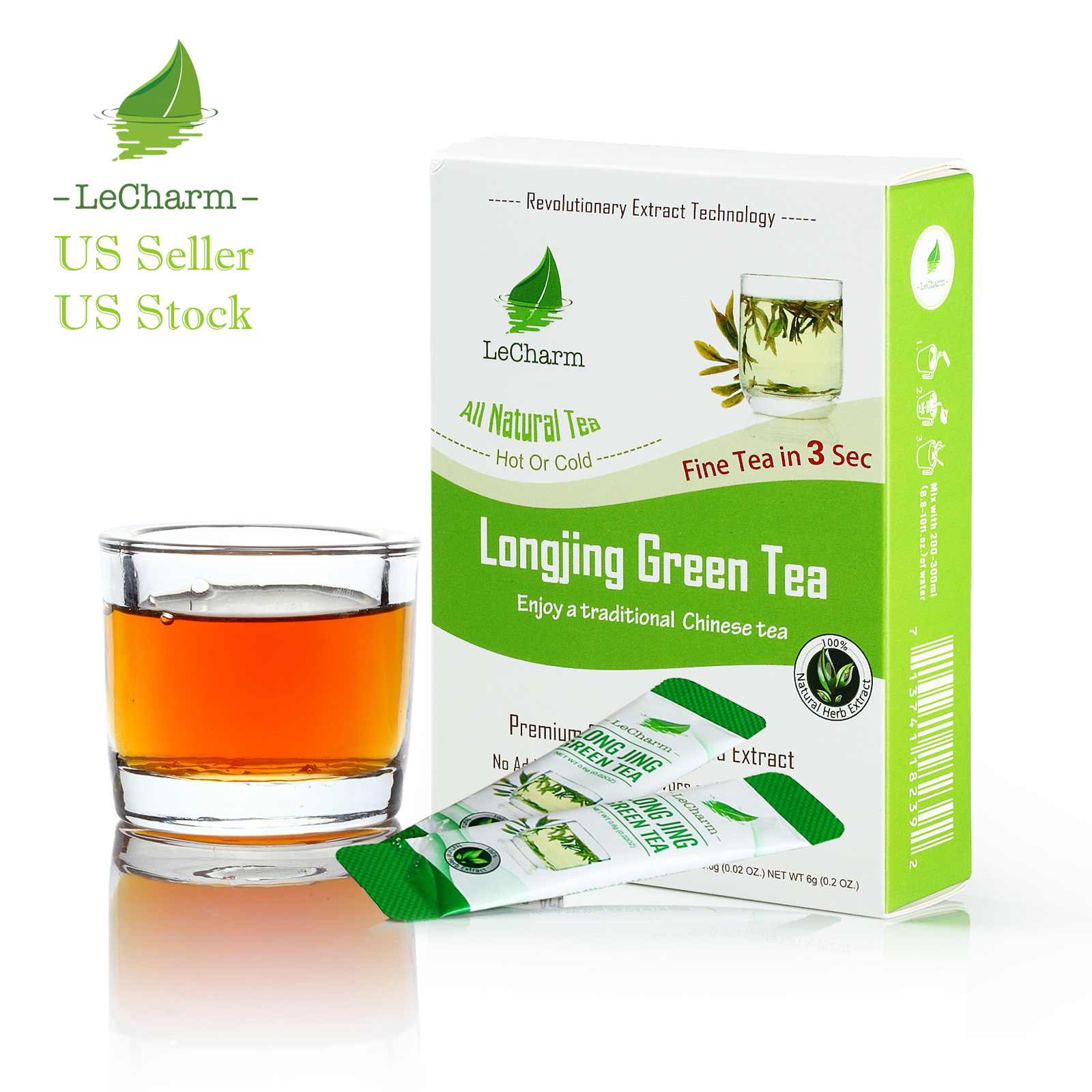 Premium 100% Natural Longjing Organic Green Tea Sugar Free (10 Sachests)