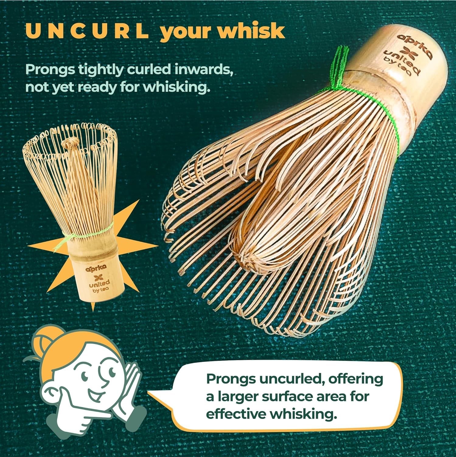 Aprika Life Matcha Bamboo Whisk Set with Holder | 100 Prong Chasen, Bamboo Sc…