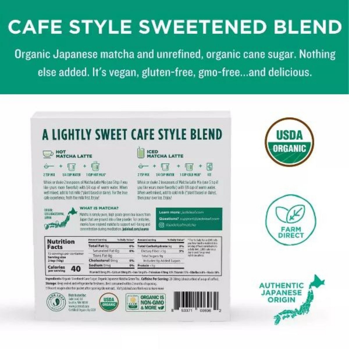 Jade Leaf Matcha 5.3oz Matcha Latte Mix + Oatly Barista Shelf Stable 32 fl oz