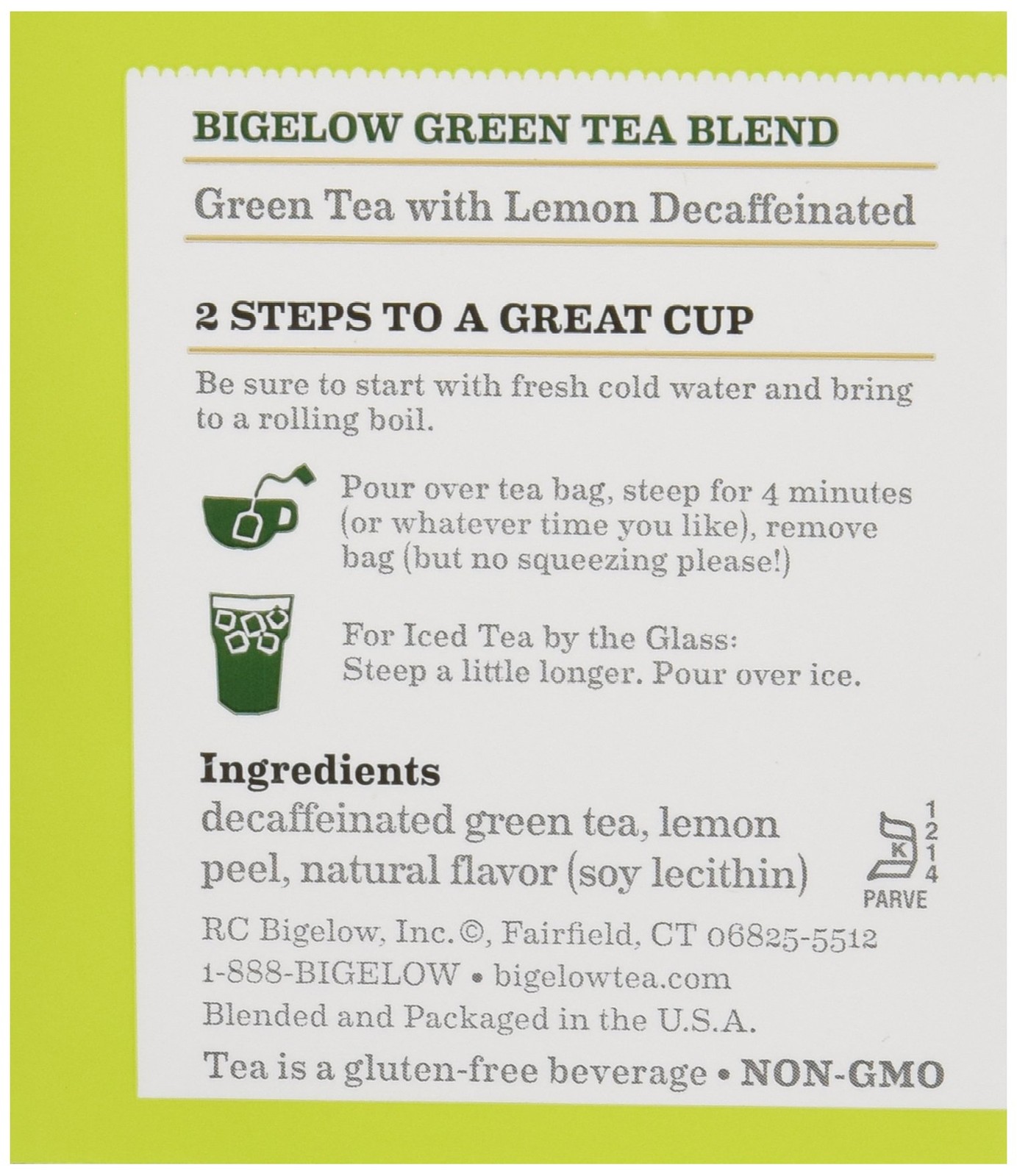 Bigelow Tea Green with Lemon, Decaf, 20 ct 20 Count (Pack of 1)