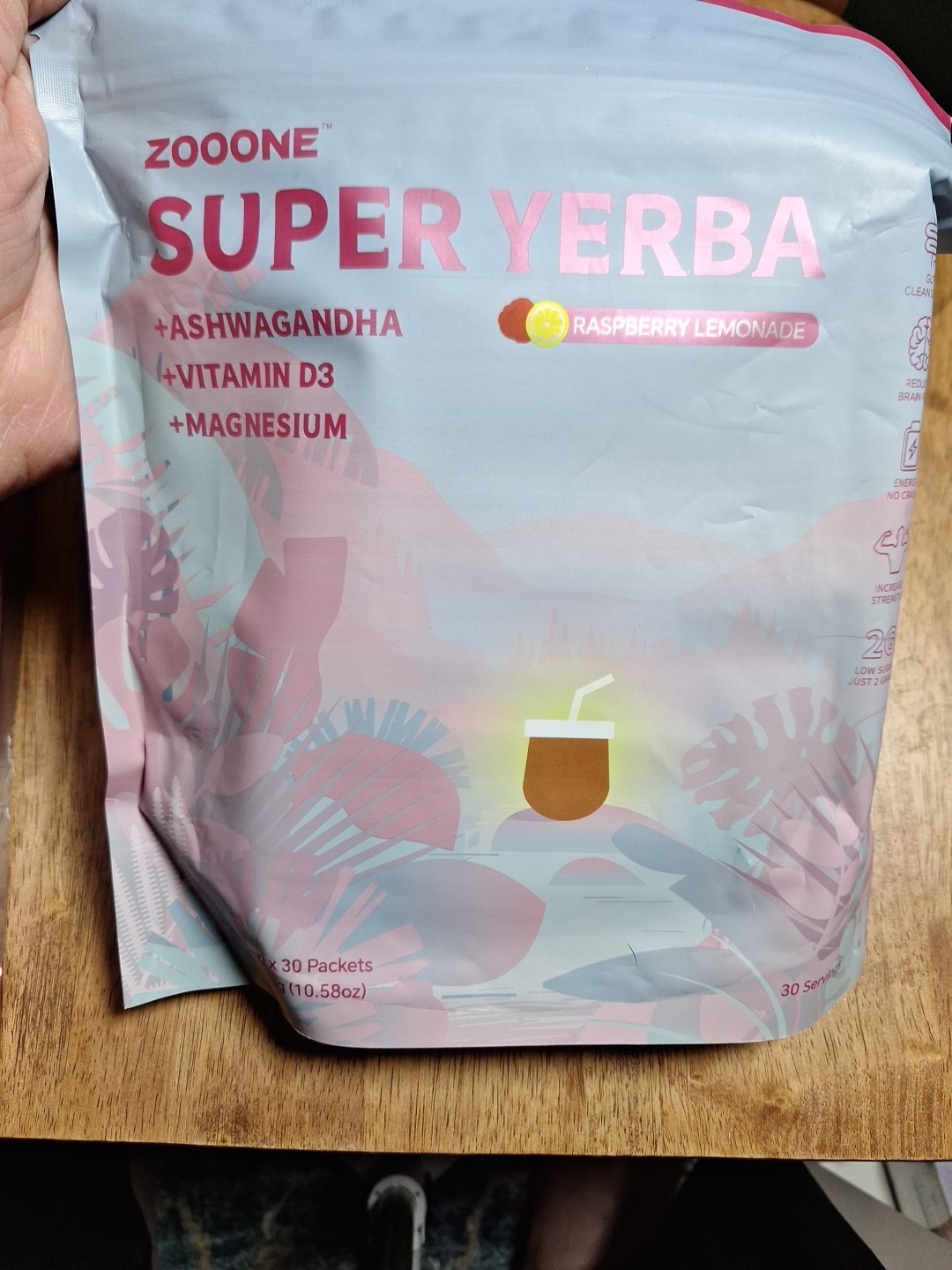 1 PCS Zooone Super Yerba 30 Packets Raspberry Lemonade – Clean Energy & Detox