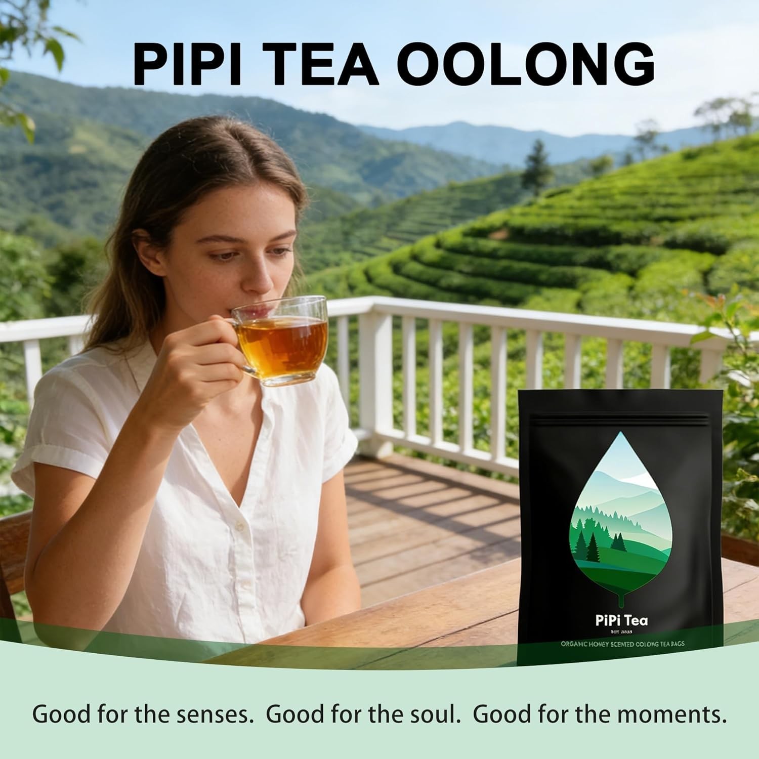 PiPi Tea Organic Oolong Bags – Whole Leaf, 20 (4g Each)