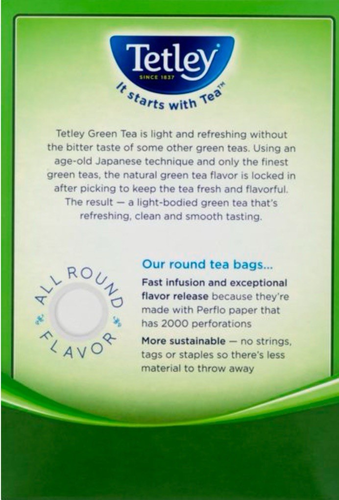 Tetley Natural Green Tea 2 Box Total 144 Bags Refreshing & light NWT 144g EA