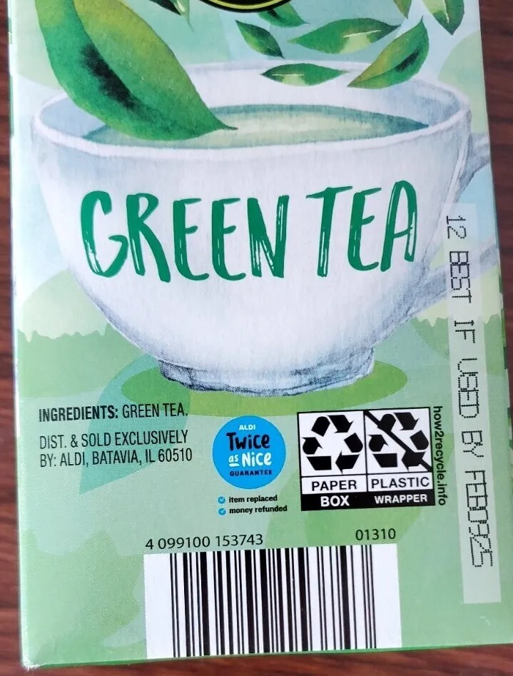 Benner Green Tea 20 bags one box B.B.2/9/2025 Net Wt 1.06oz