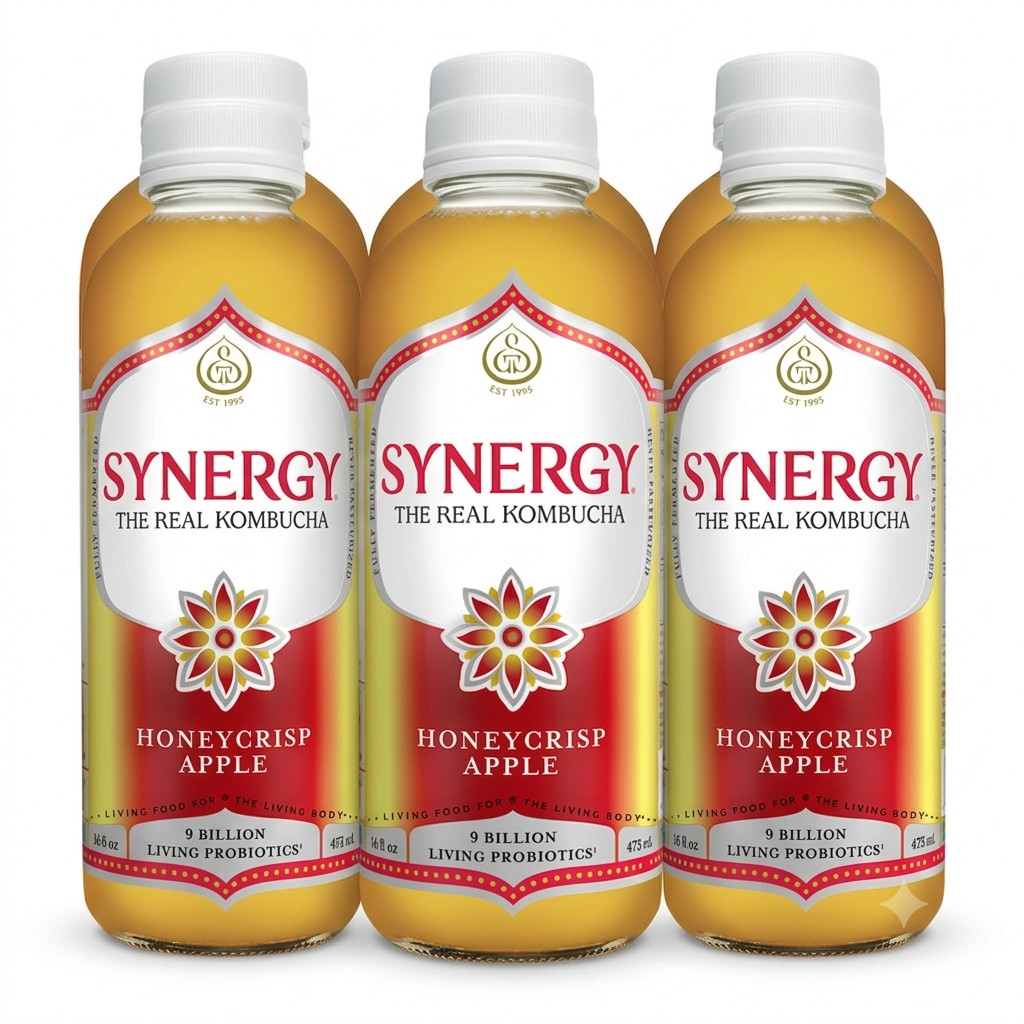 Synergy The Real Kombucha Honeycrisp Apple 16oz 6 Pack Tea Beverage