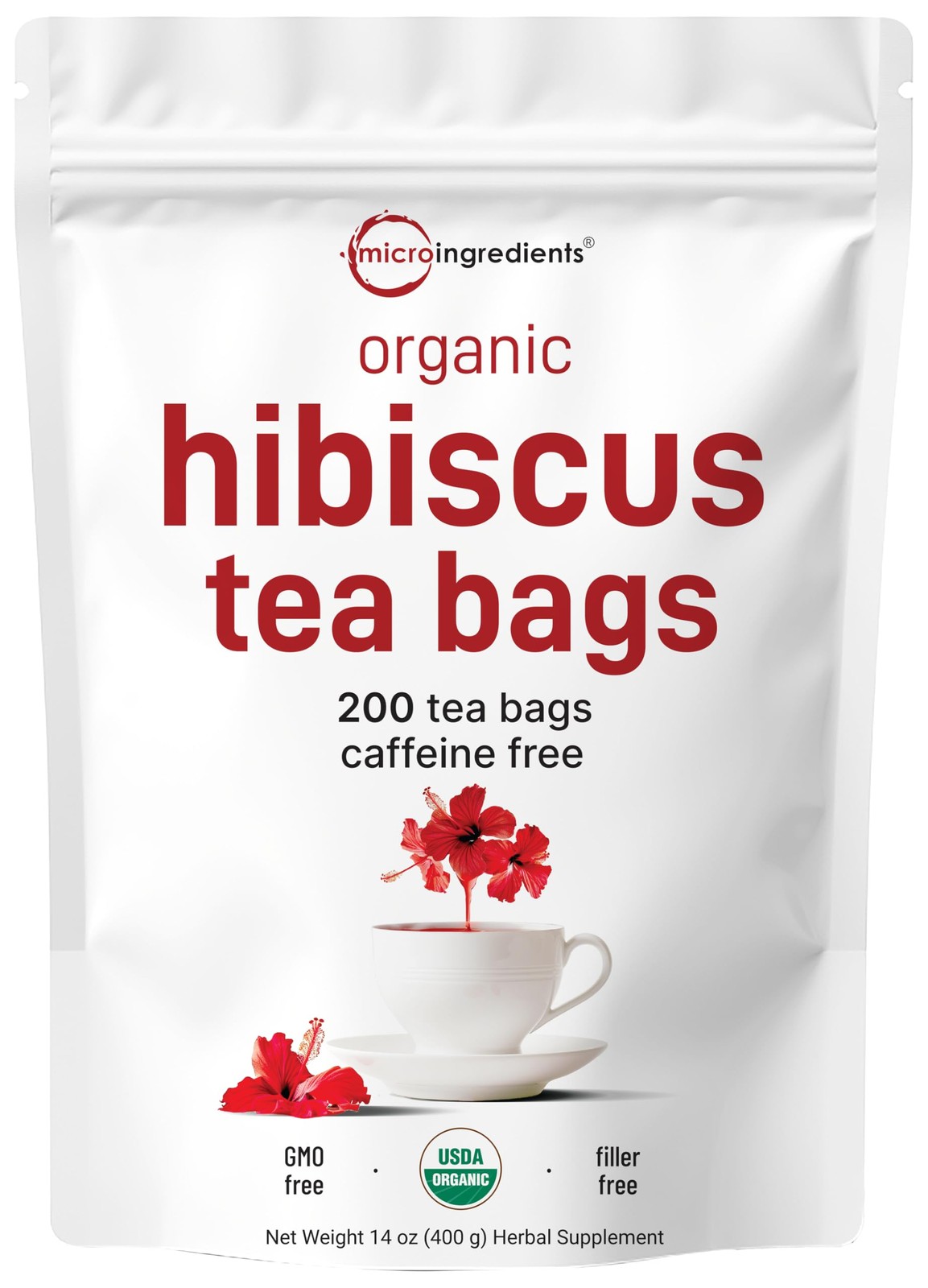 Organic Hibiscus Tea Bags, 200 Count | Premium Source 200 (Pack of 1)