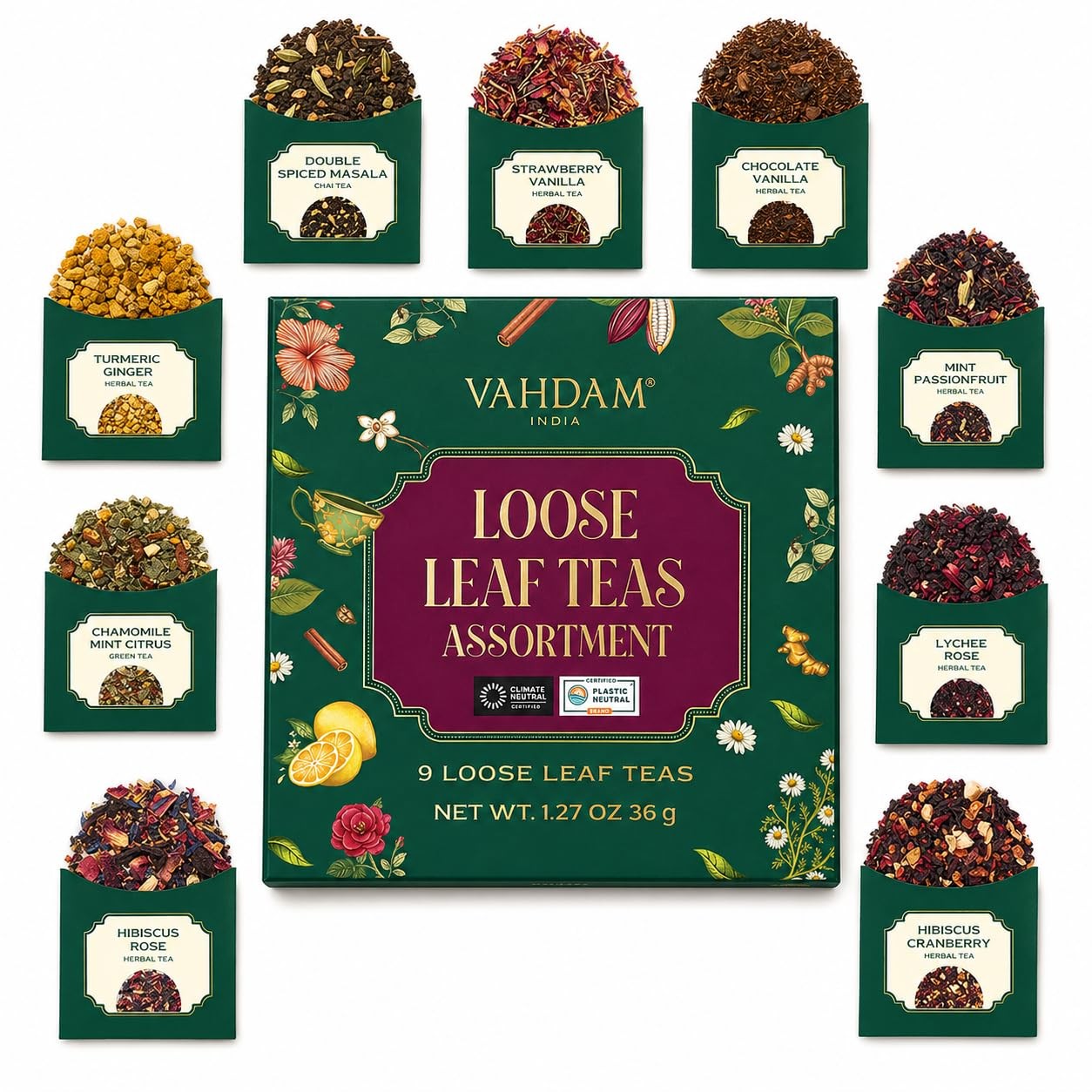 VAHDAM Exotic Loose Leaf Tea Sampler (18+ cups)