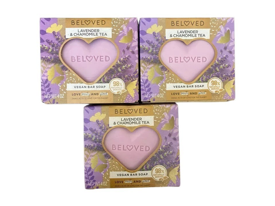 Beloved Lavender And Chamomile Tea Vegan Bar Soap Love Beauty And Planet 3 Pack
