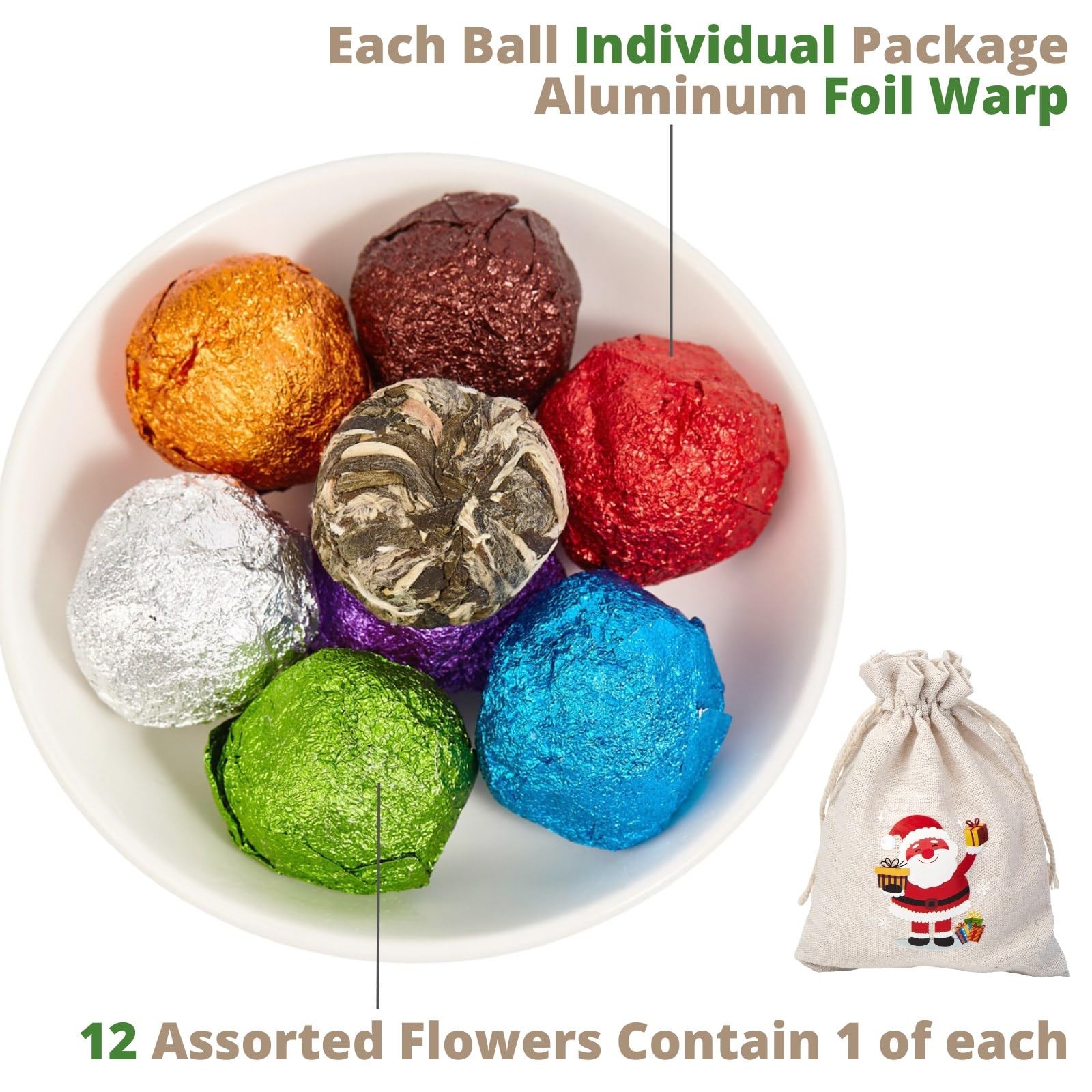 12 Assorted Blooming Flower Tea Balls Gift Set for Christmas| Handmade Herbal…