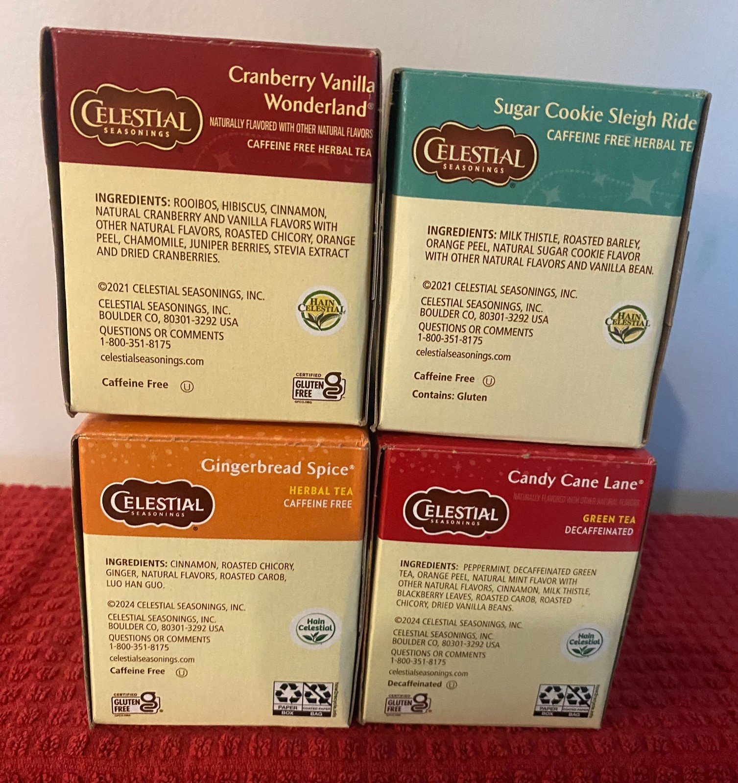 Celestial Seasonings Herbal * Holiday Tea Variety Pack Caffeine Free* 4 Boxes