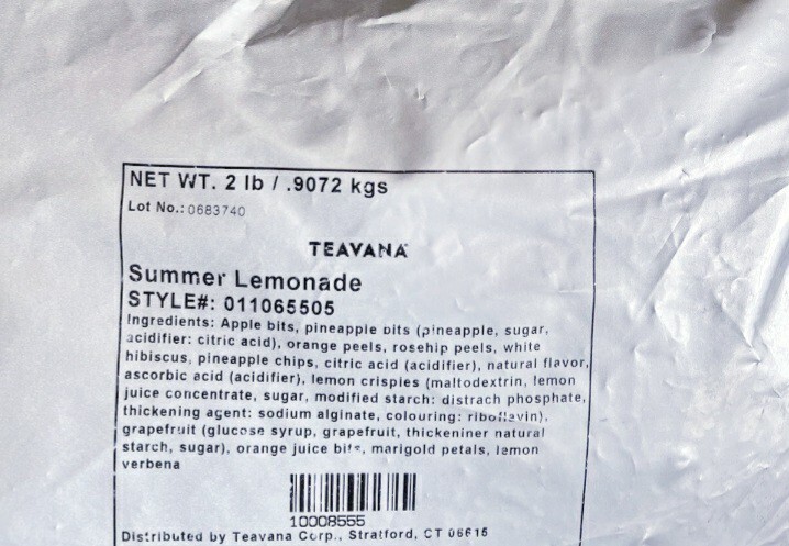 🌈🍋 NEW! 32 OZ TEAVANA SUMMER LEMONADE HERBAL TEA 2 POUND FACTORY SEALED BAG 🍋