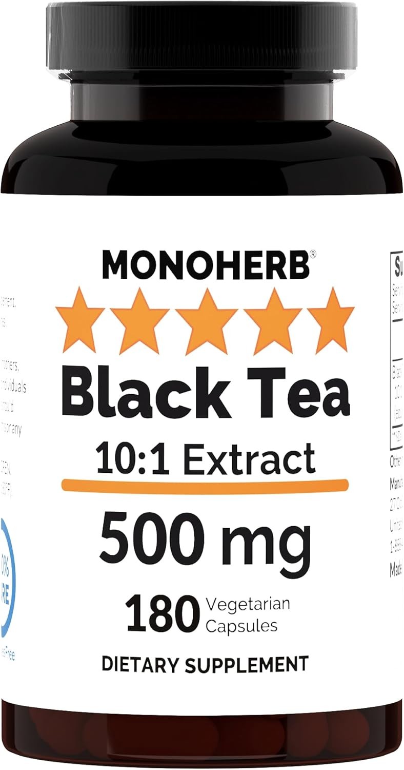 Black Tea 10:1 Extract – 500 mg per Capsule – 180 Capsules – 180 Servings