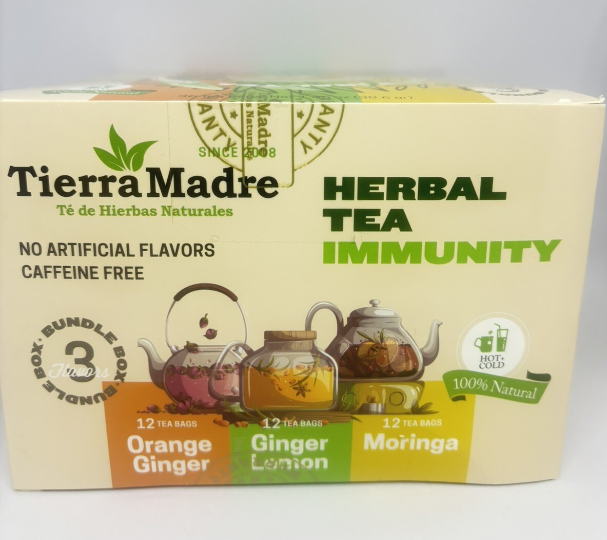 Tierra Madre /HERBAL TEA /Immunity /BUNDLE 3 / 12 TEA BAGS/Orange Ginger/Moring