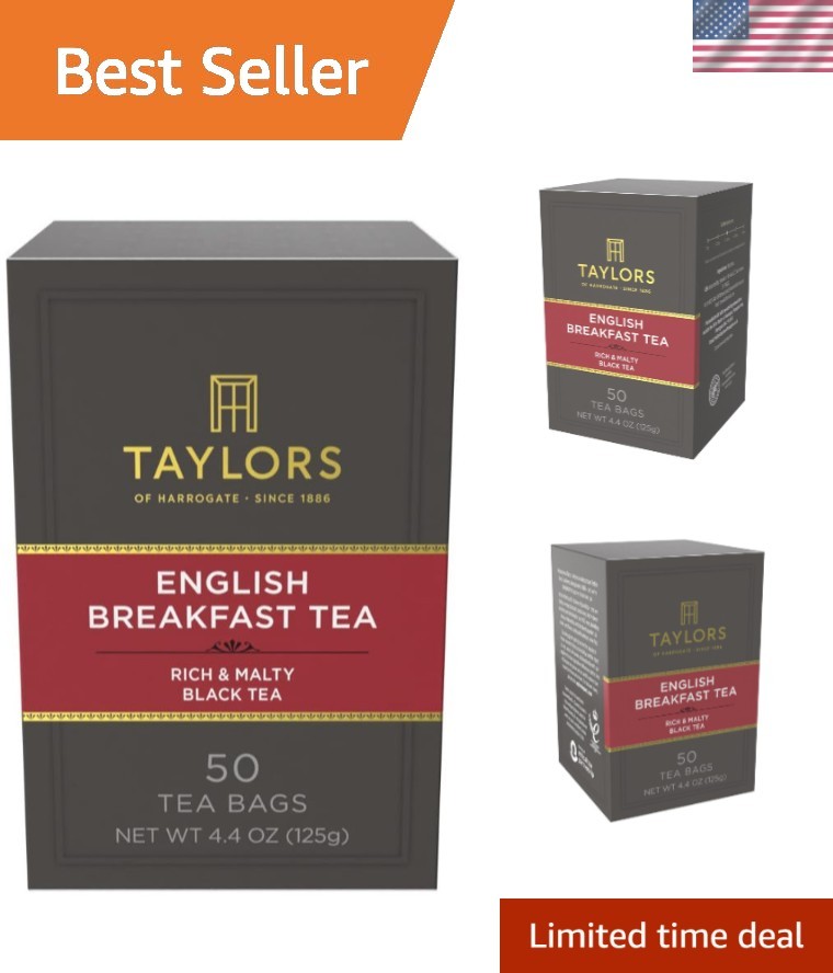 Full-Bodied English Breakfast Black Tea – 50 Count Pillow Bags, Perfect Anytime
