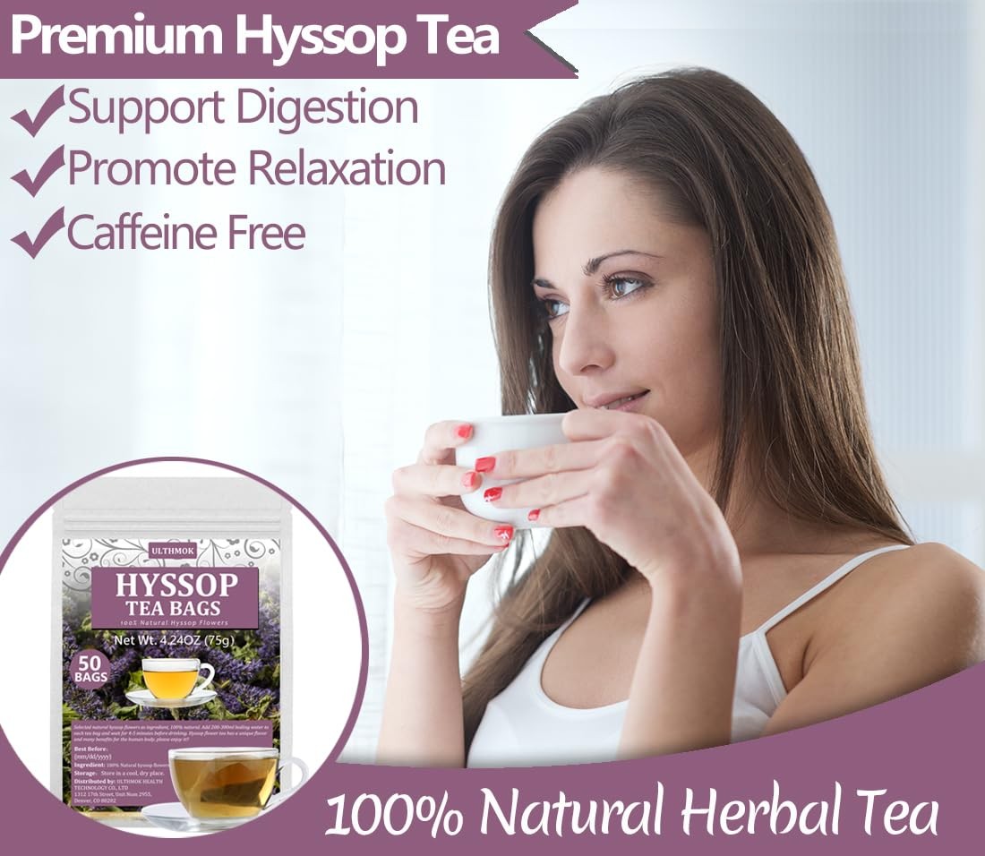 Premium 50 Hyssop Tea Bags, Made with Natural 50 Count (Pack of 1)