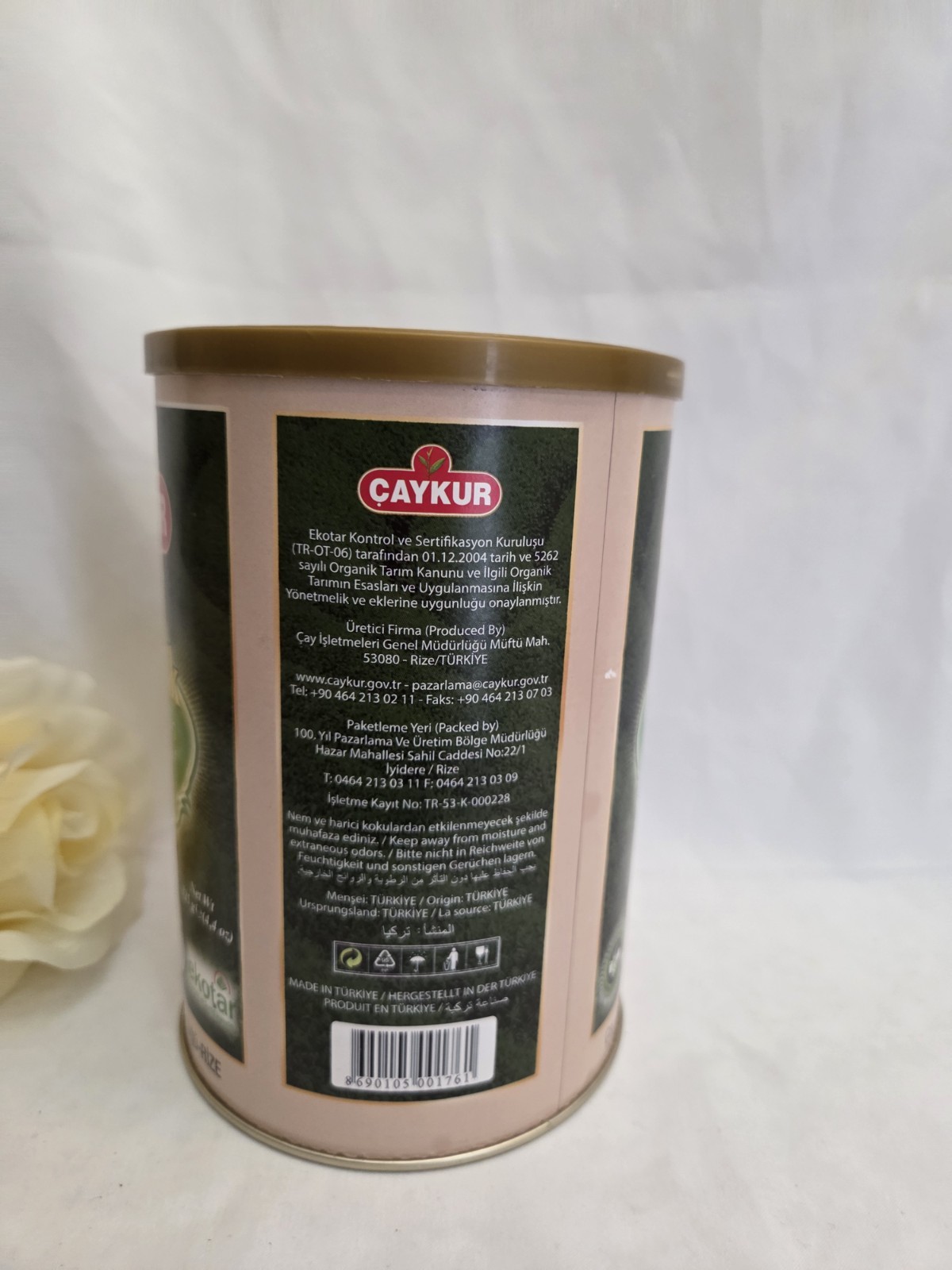 Caykur Organic Green Tea Zümrüt Yeşil Çay , 125g/4.4oz ekotar Exp:07/2026