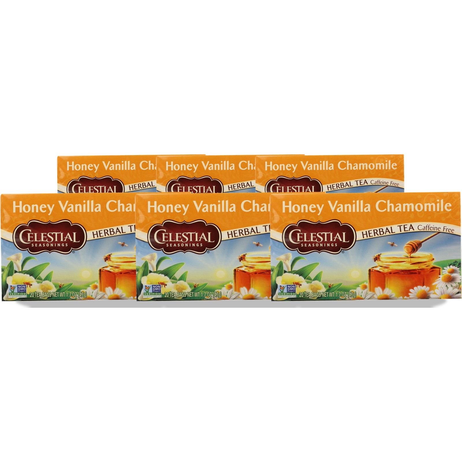 Honey Vanilla Chamomile Herbal Tea By Celestial Seasonings 20 Bags 6 Pack