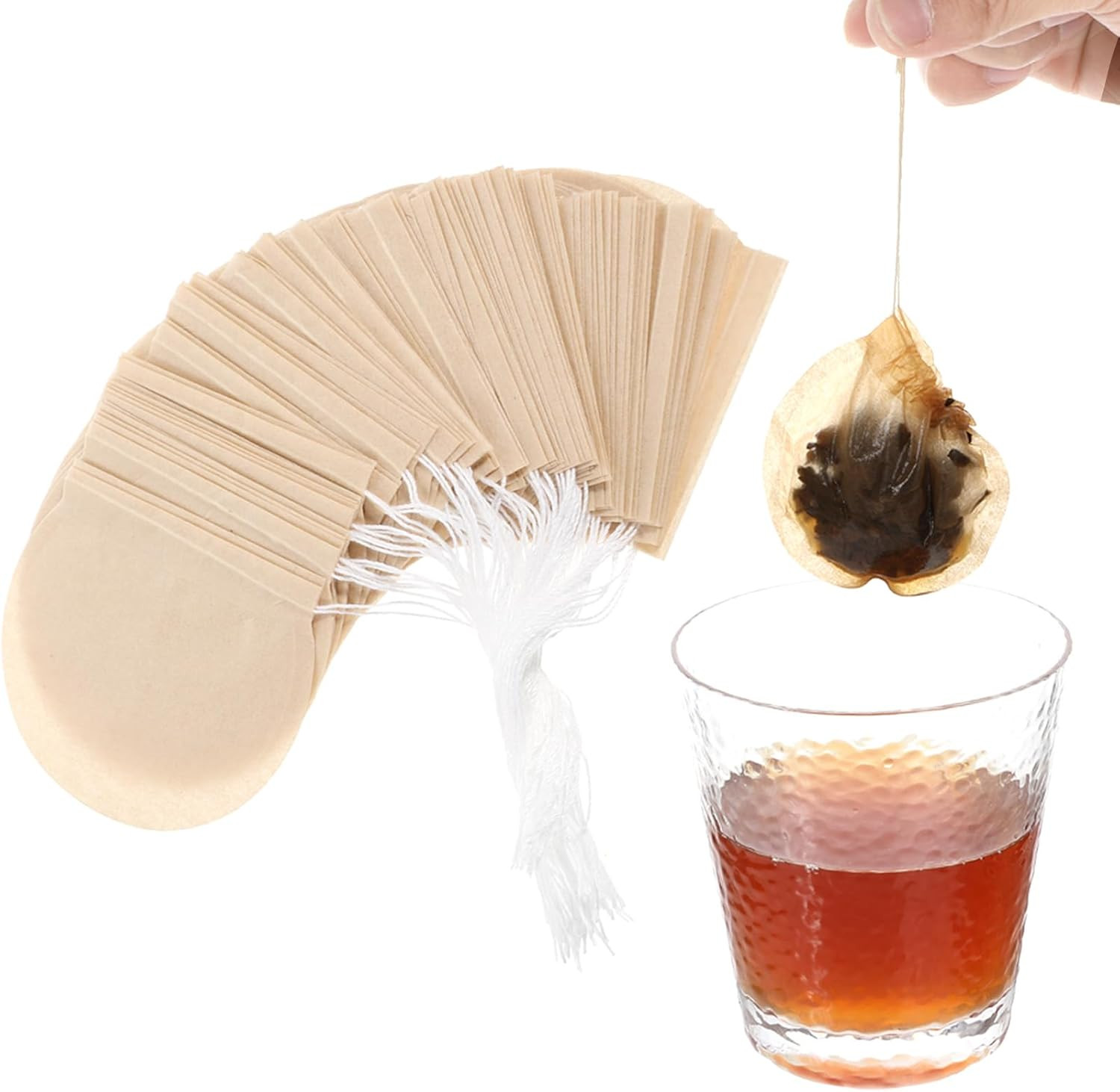 200 Pcs Tea Bags for Loose Leaf Tea Natural round Tea Filter Bags Disposable Woo