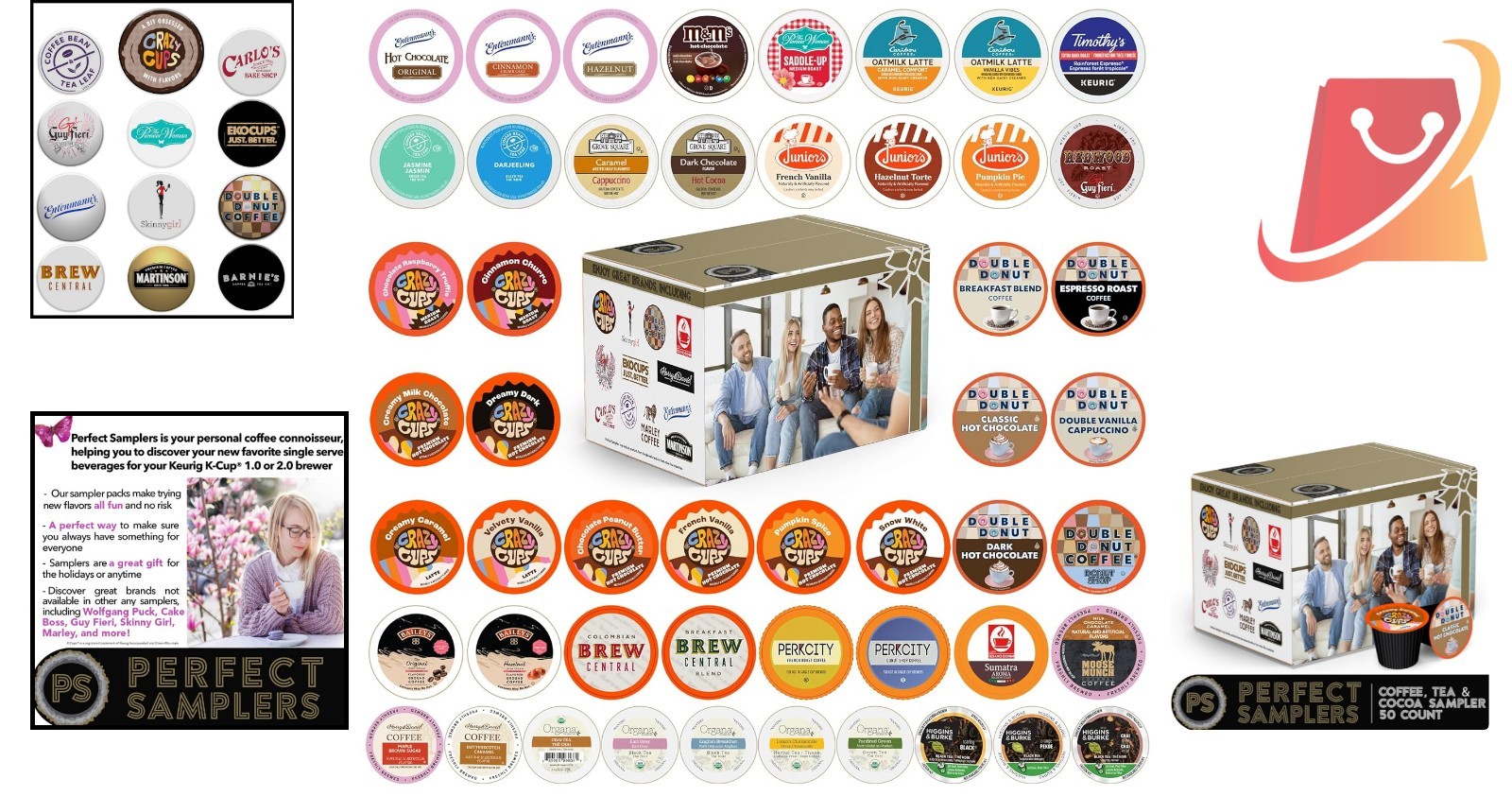 Coffee Tea Hot Chocolate Variety Pack 50 Pods Compatible Keurig Winter