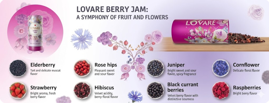 LOVARE Berry Jam Natural Organic Floral-Berry Tea Tube 80G Made in Ukraine