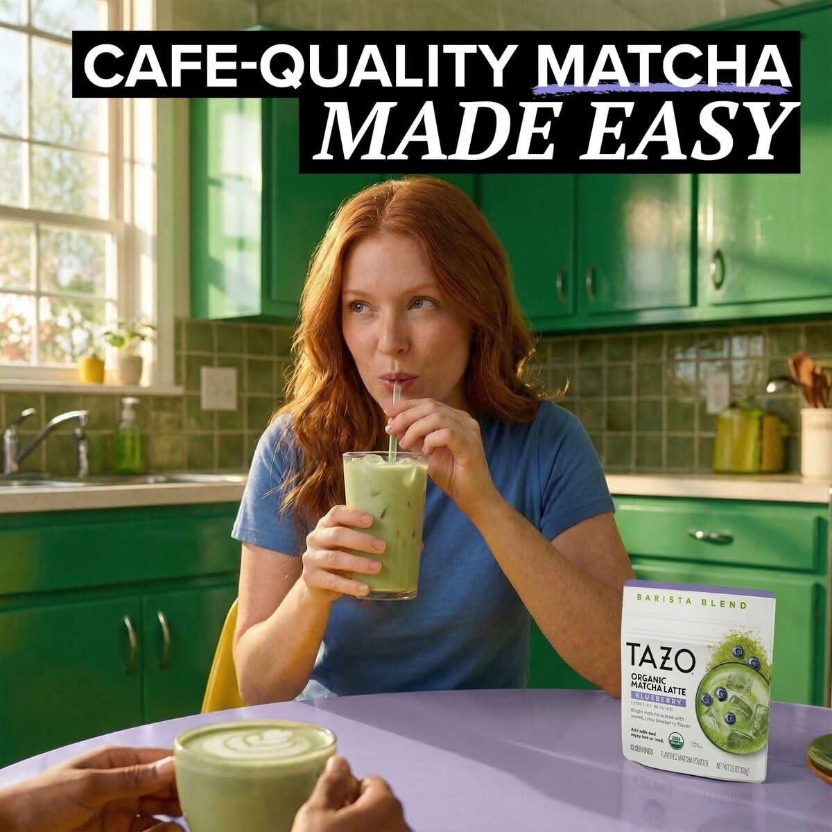 TAZO Organic Blueberry Matcha Latte Powder, Café Style 3.5 Ounce (Pack of 1)
