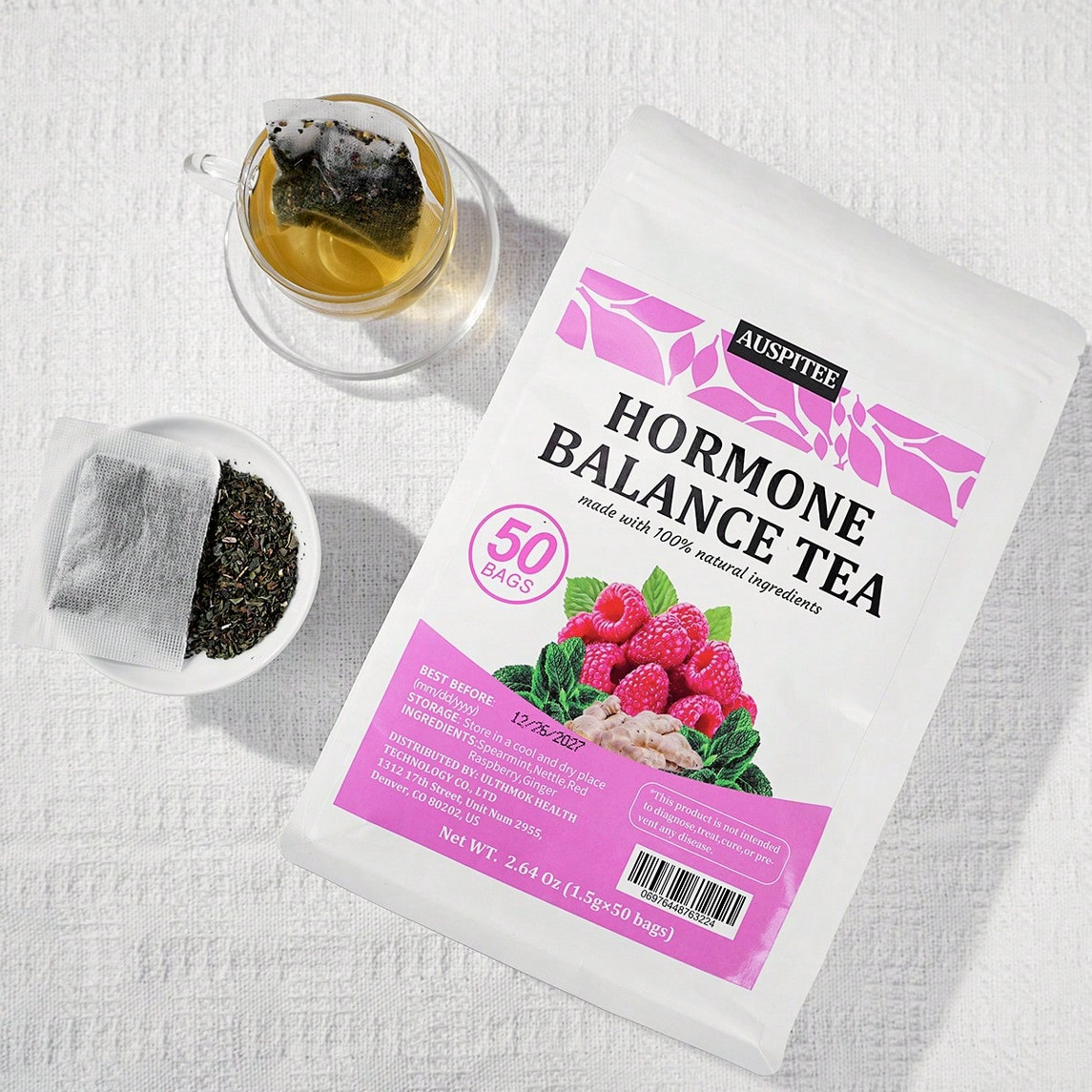 ULTHMOK Hormone Balance Herbal Tea 50 Bags Spearmint Menstrual Support