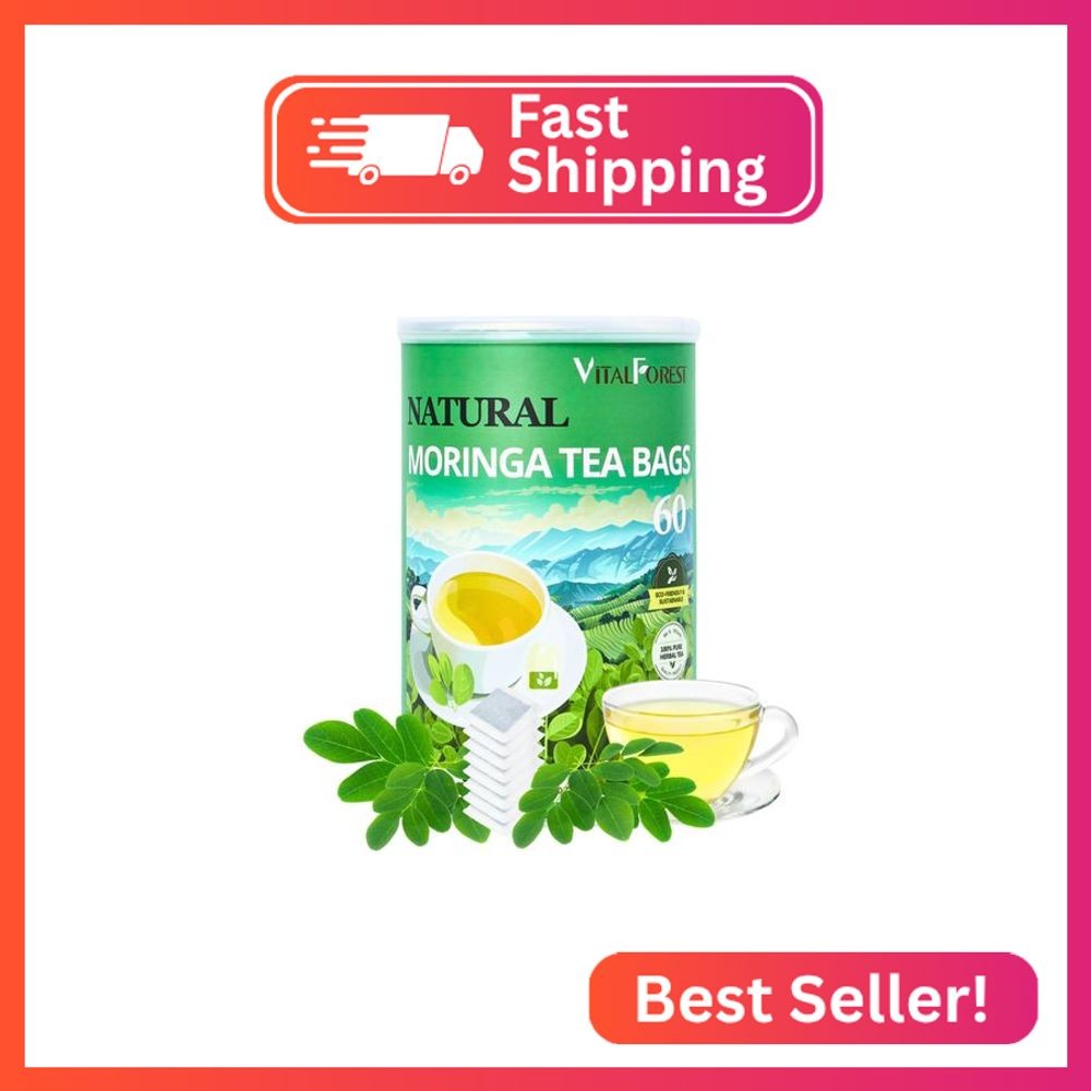 60 Natural Moringa Tea Bags, VitalForest Pure Moringa Leaves Te De Herb, Support