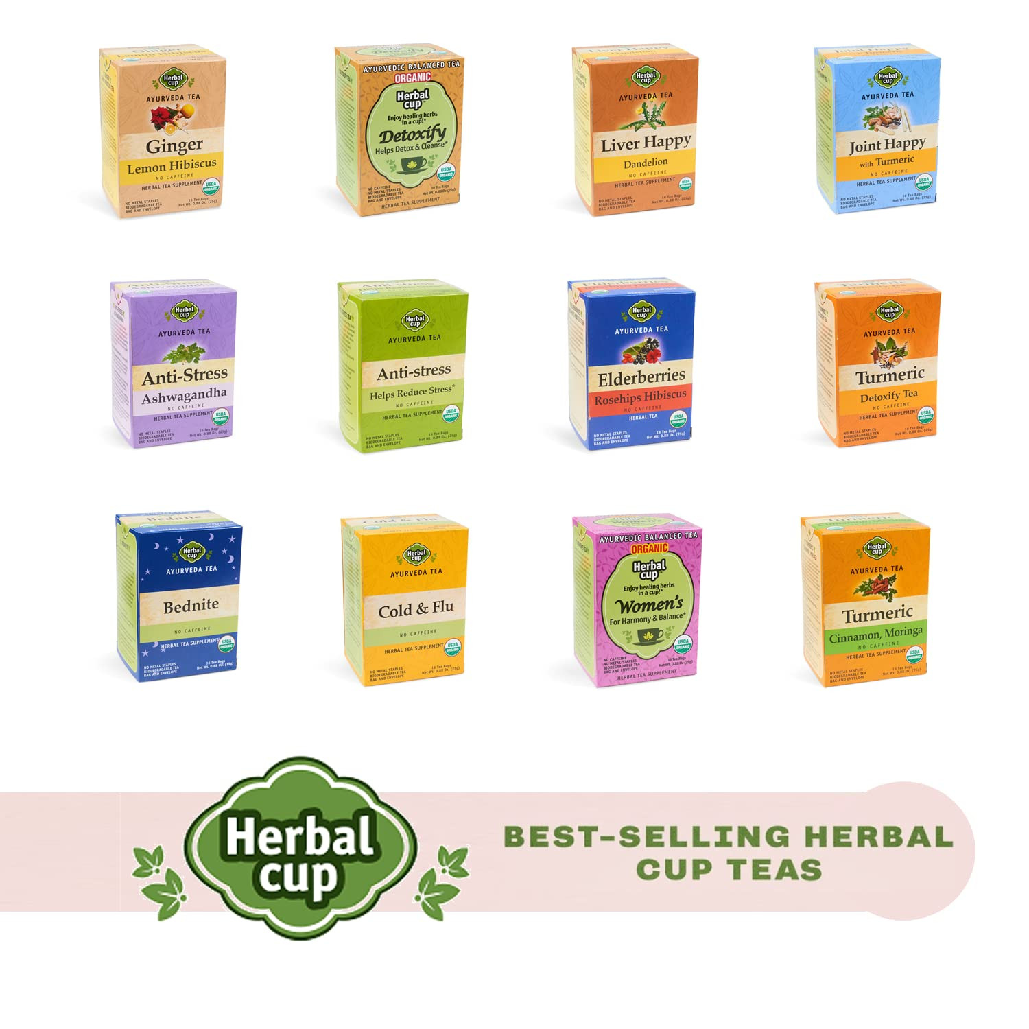 Herbal Cup Ayurveda Maca Tea, Organic Ashwagandha, No Caffeine Herbal Teas (16 C